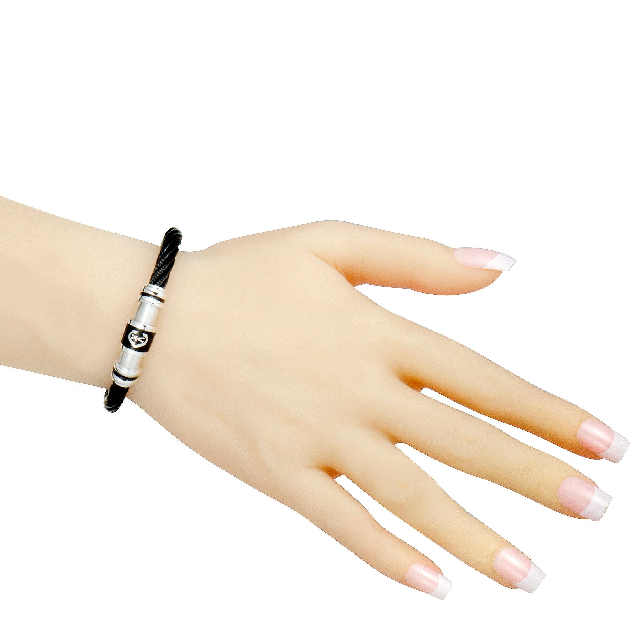 Accentuate your outfits in an intriguingly fashionable manner with this extraordinarily designed bracelet that is presented by Charriol. The bracelet is made of partially black PVD-coated stainless steel and it weighs 33.7 grams.