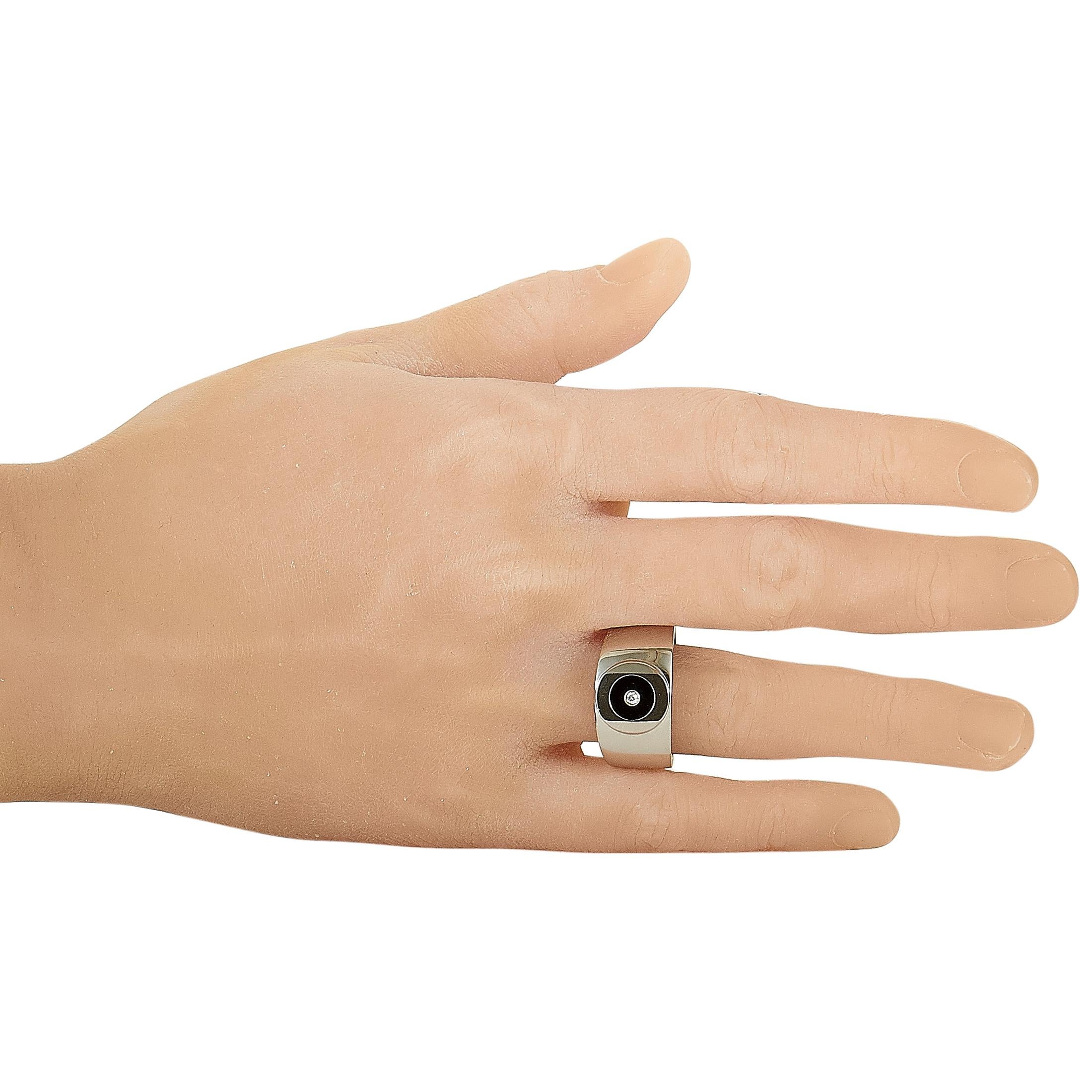 Women's or Men's Charriol Sterling Silver Diamond and Onyx Ring