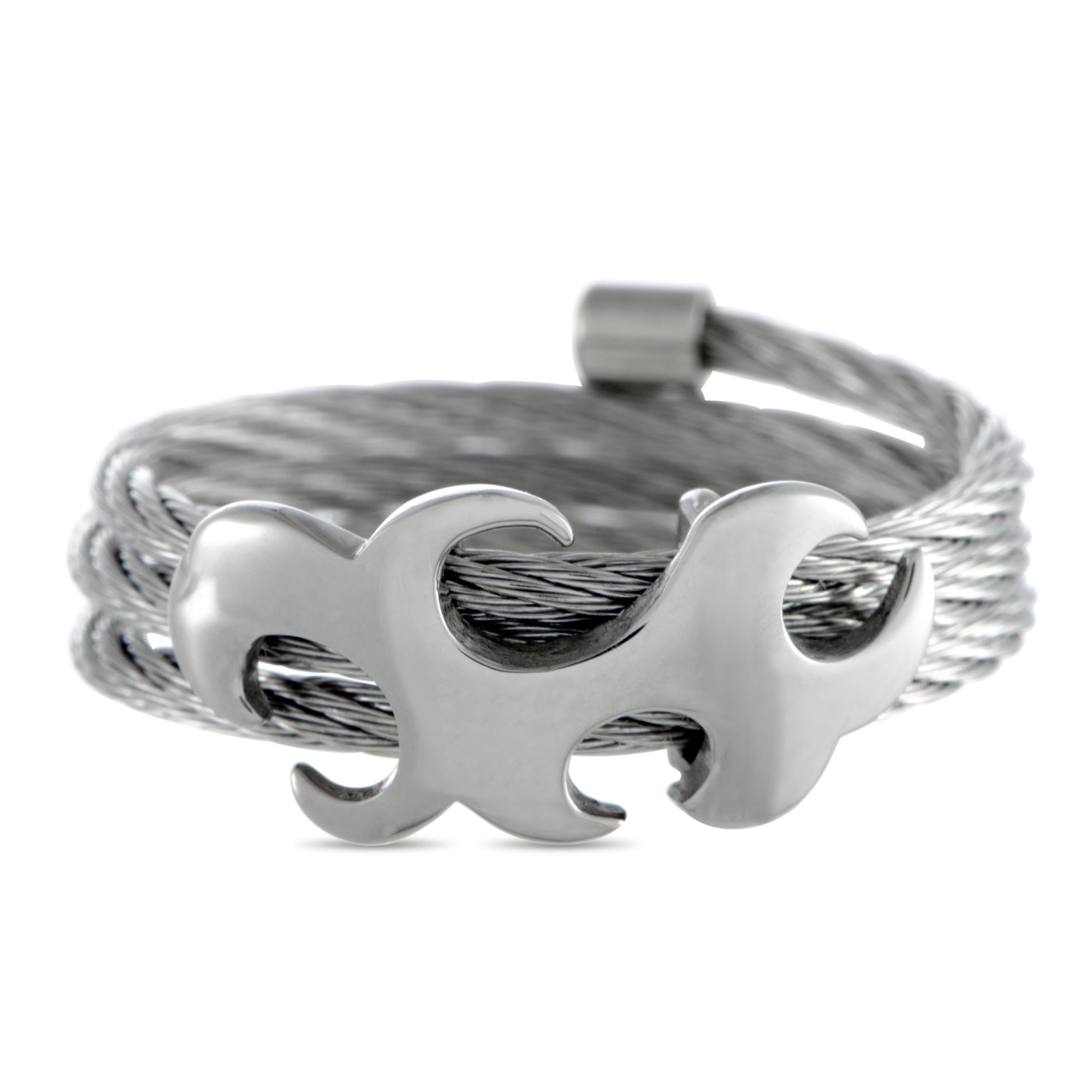 Charriol Tattoo Stainless Steel Spiral Cable Band Ring 2