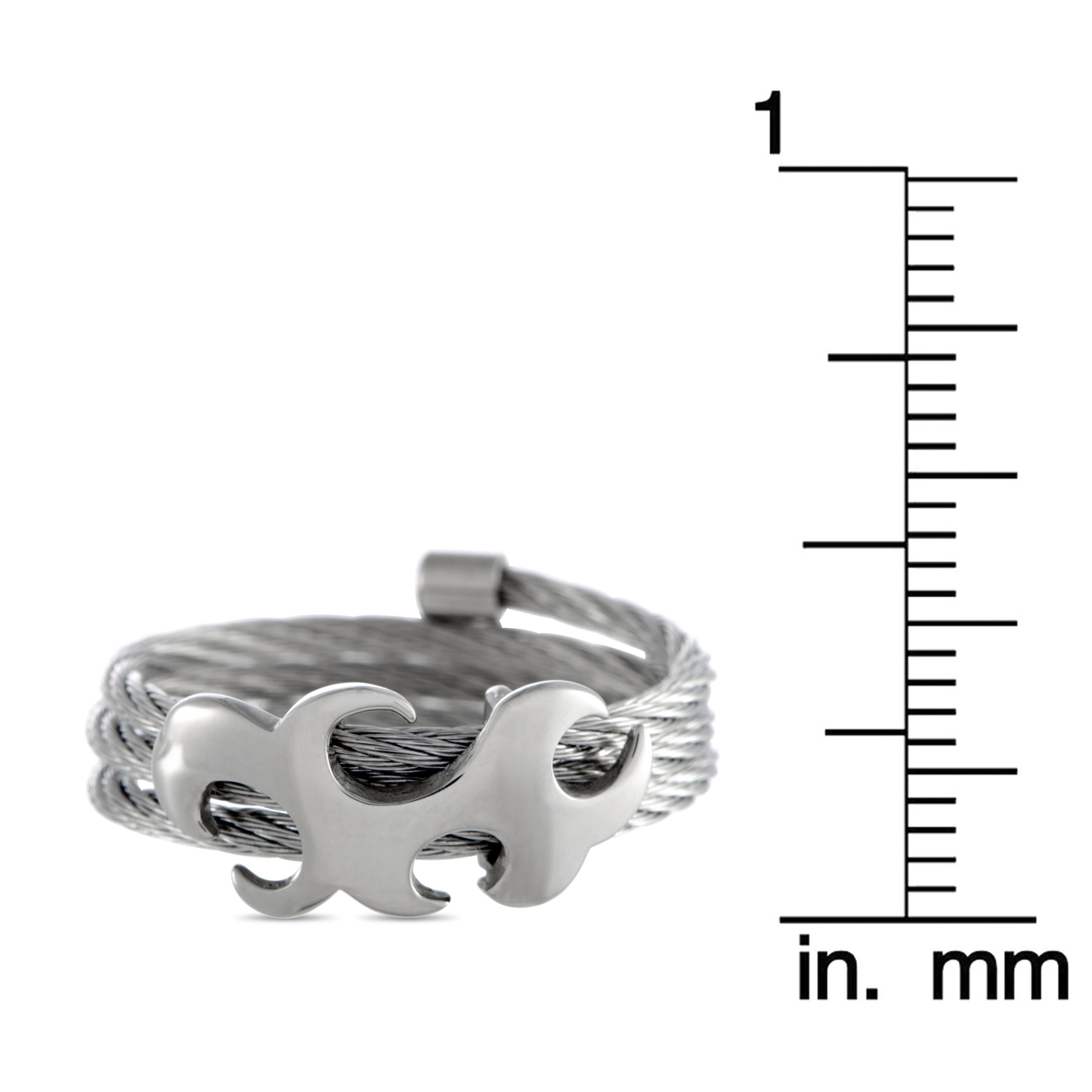 Charriol Tattoo Stainless Steel Spiral Cable Band Ring 3