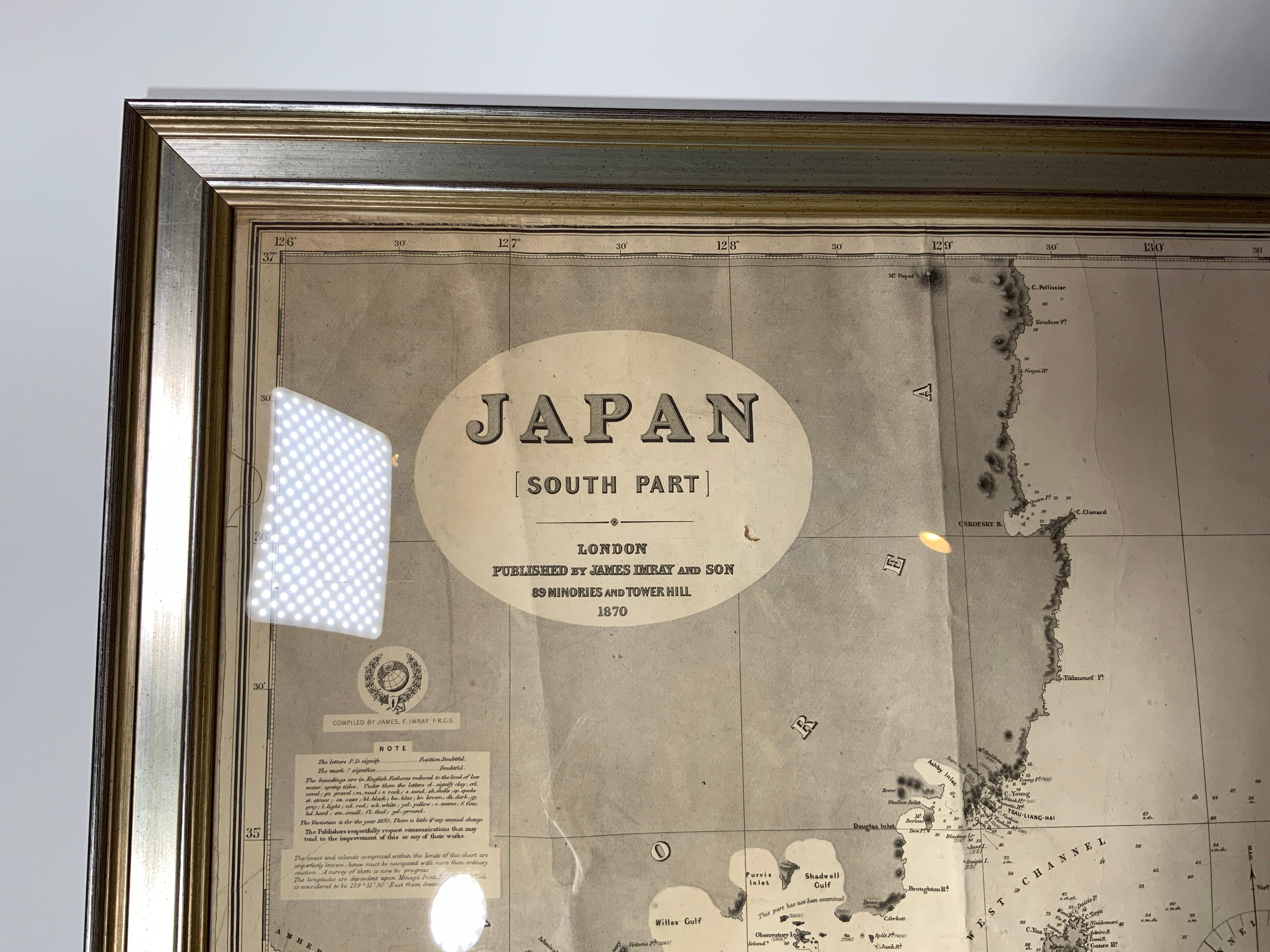 Chart of Japan by James Imray and Son In Good Condition For Sale In Norwell, MA