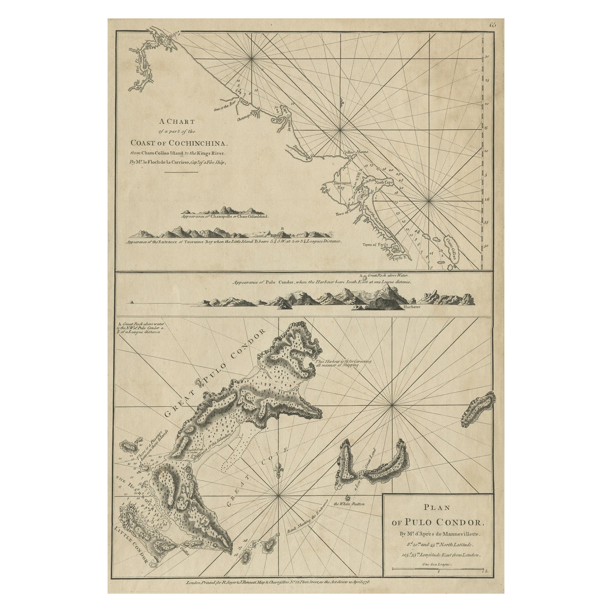 Carta della costa della Cochinchina" e "Piano del Pulo Condor", Vietnam, 1778