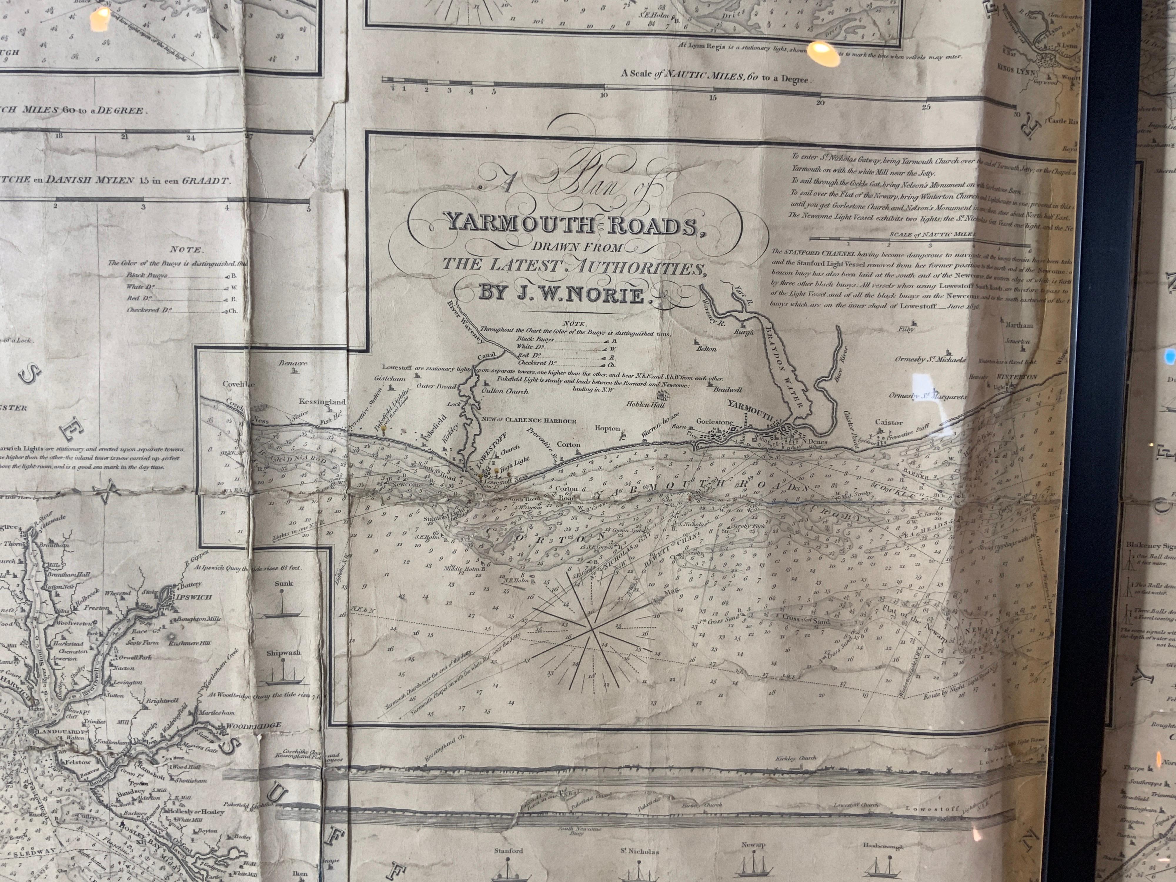 Mid-19th Century Chart of the East Coast of England For Sale