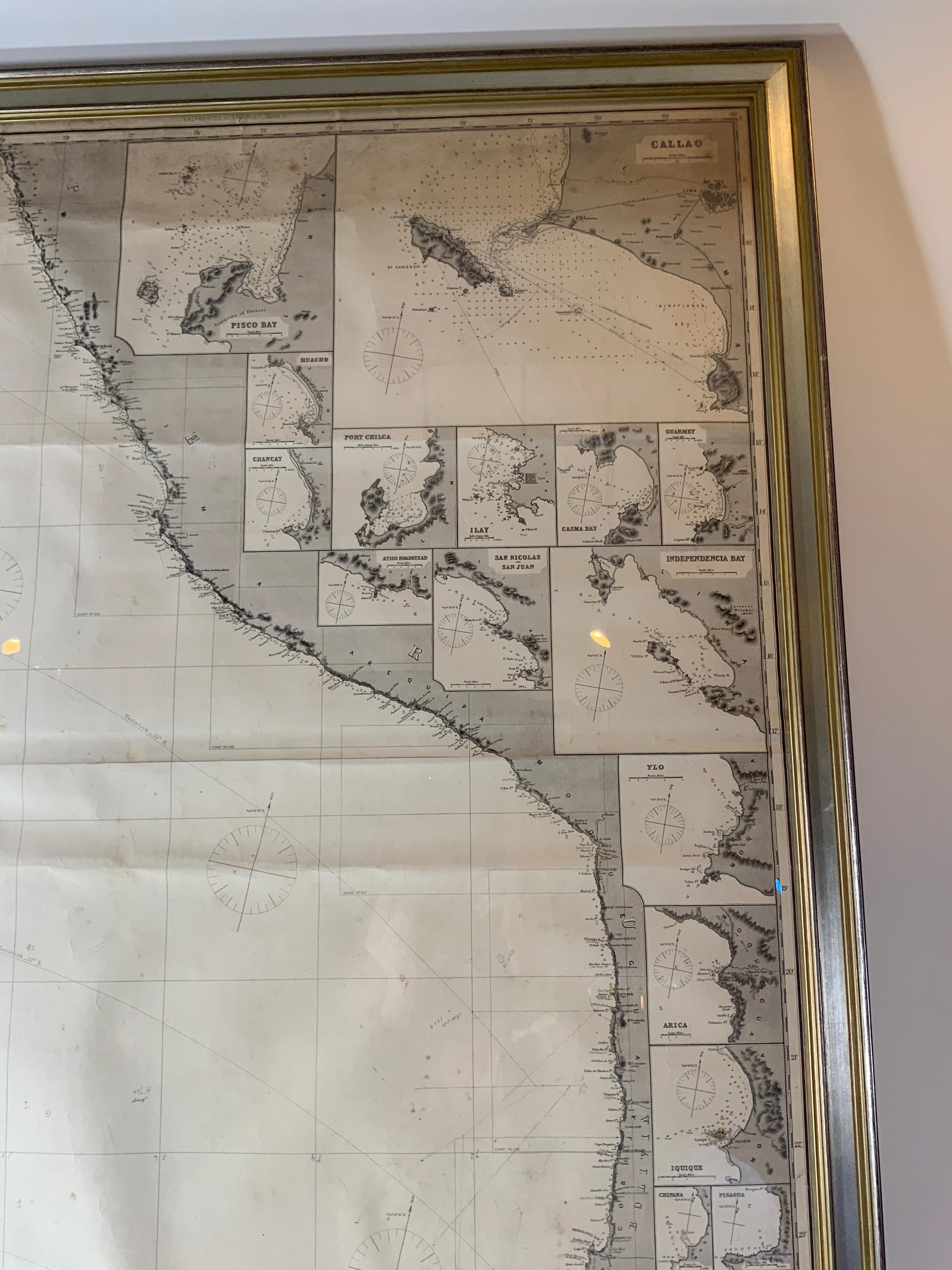 Chart of West Coast of South America by James Imray and Son In Good Condition For Sale In Norwell, MA