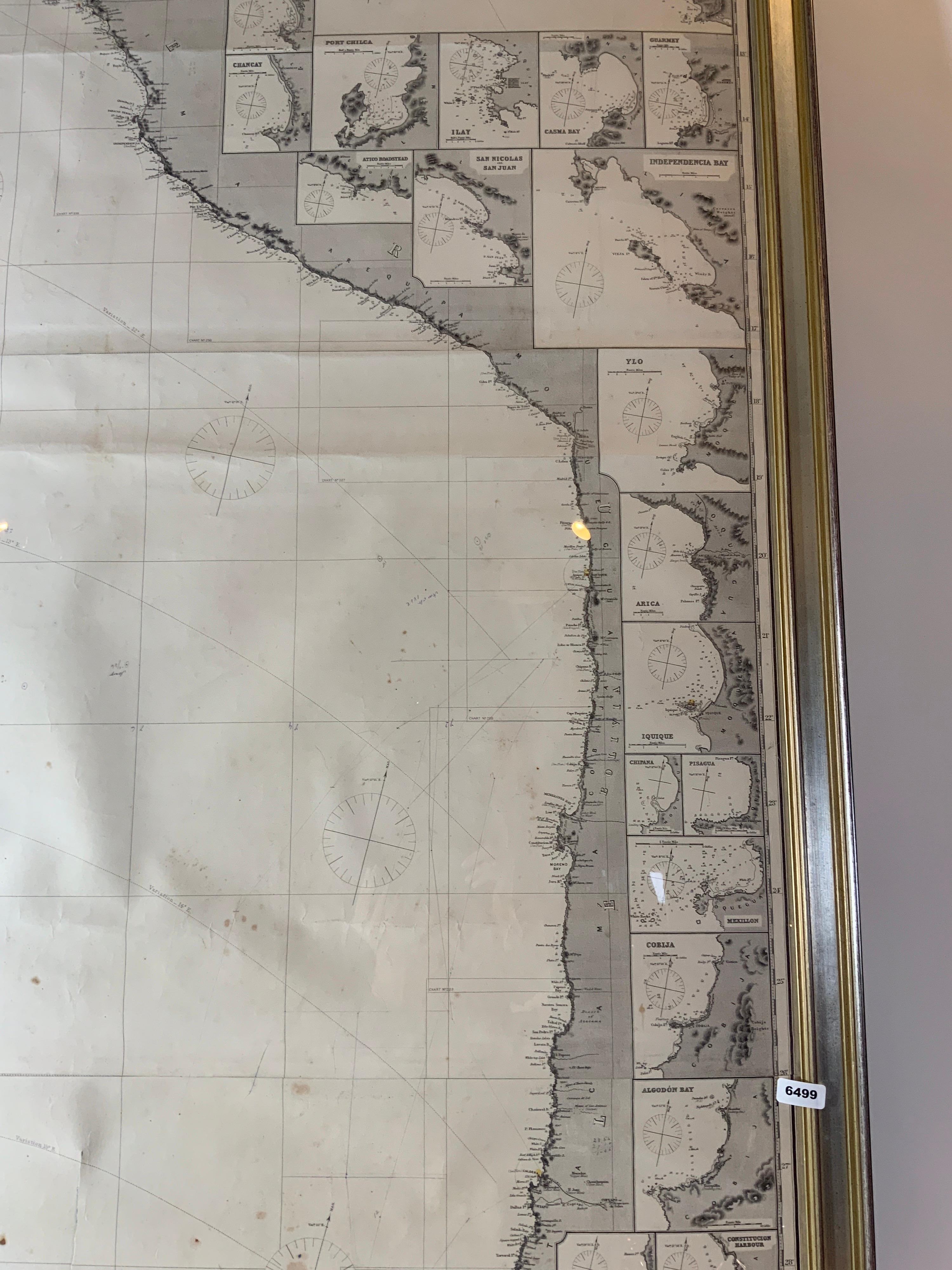 Late 19th Century Chart of West Coast of South America by James Imray and Son For Sale