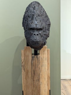 “Organic Monolith” – Ceramic Sculpture on Oak Base, Civilization Series, Unique