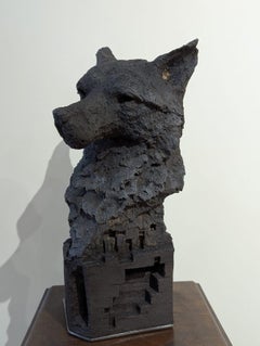 Wild Shadow” – Ceramic Wolf Bust Sculpture, Contemporary Art, Unique Piece