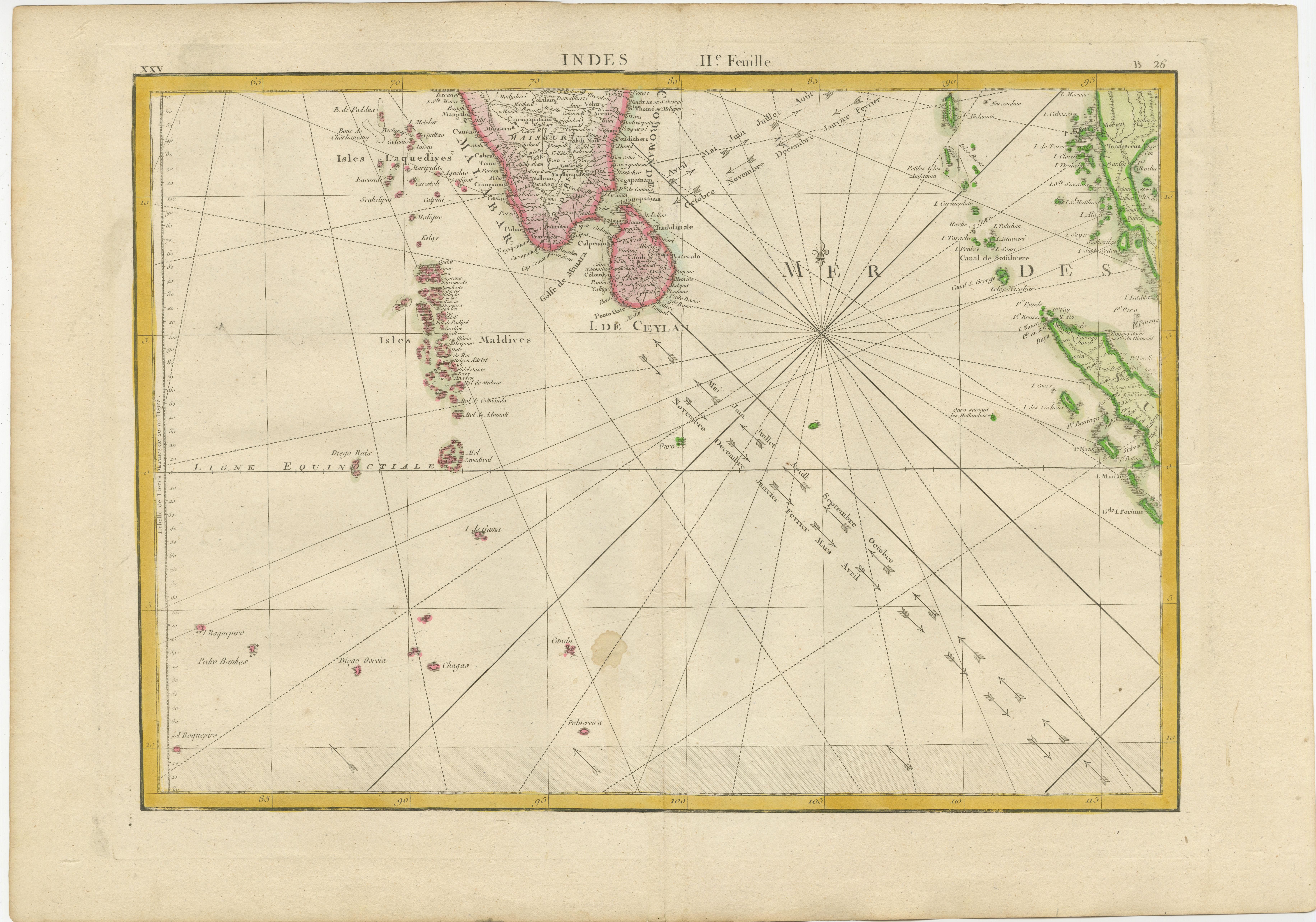 Engraved Charting the Course of Empire: Bonne's 1770 Masterpiece Maps of the Indian Ocean For Sale