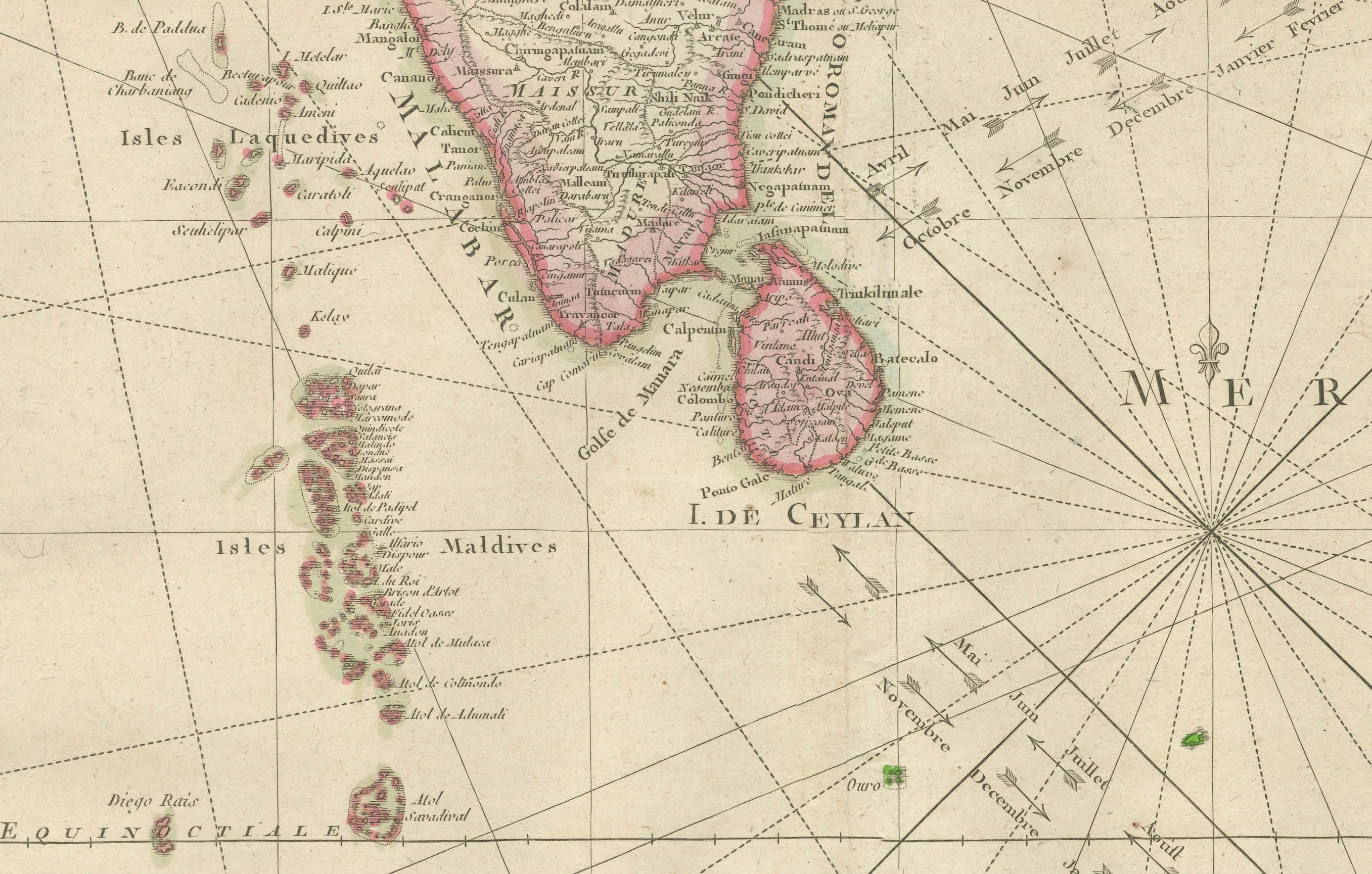 Charting the Course of Empire: Bonne's 1770 Masterpiece Maps of the Indian Ocean For Sale 1