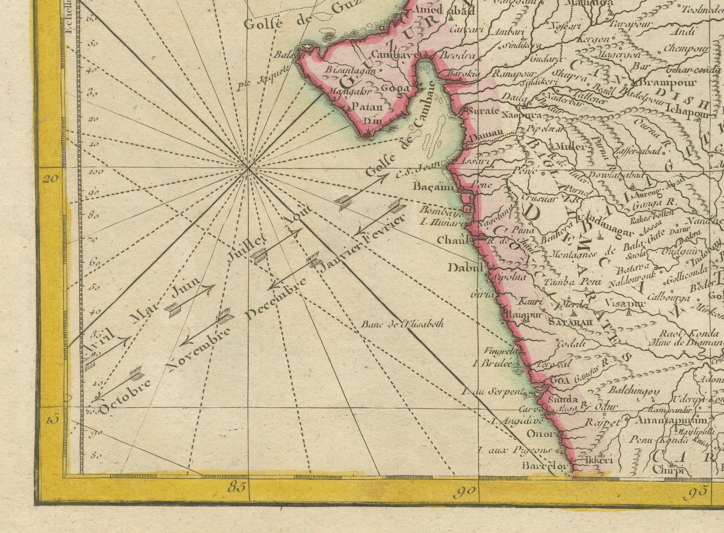 Charting the Course of Empire: Bonne's 1770 Masterpiece Maps of the Indian Ocean For Sale 2