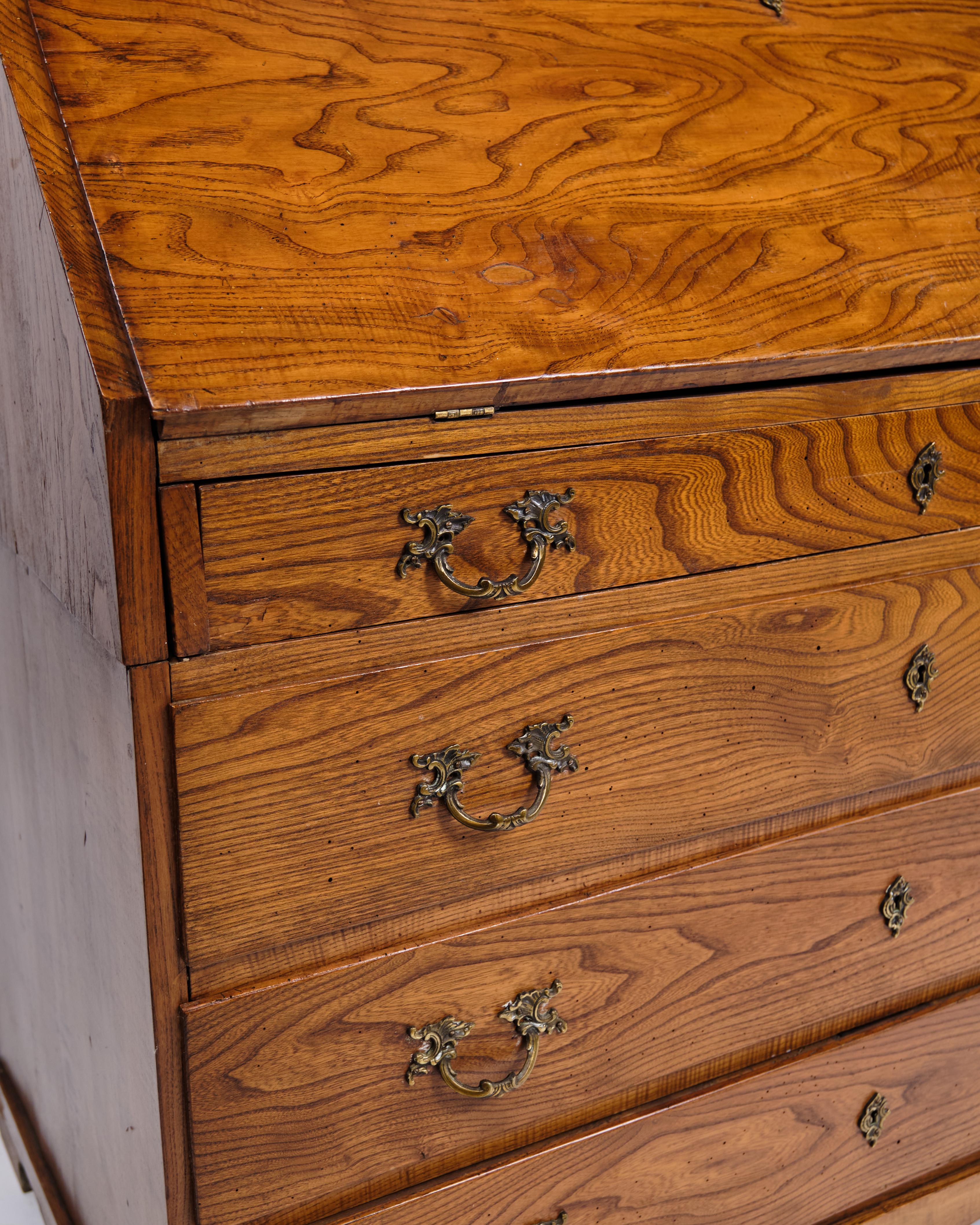 Chartol in stile Louis Seize in Oak e ottone del 1840 In condizioni buone in vendita a Lejre, DK