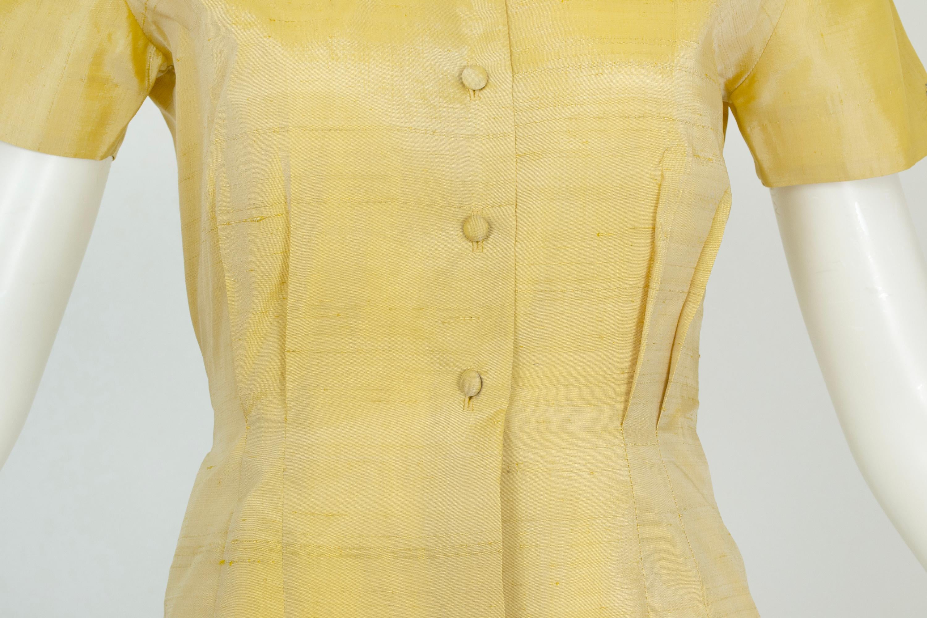 Camicia da campeggio dell'era atomica color chartreuse con colletto a stella con strass - XS, anni '50 in vendita 2