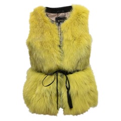 Chartreuse Bernini Weste aus Fuchspelz und Leder Größe US 9