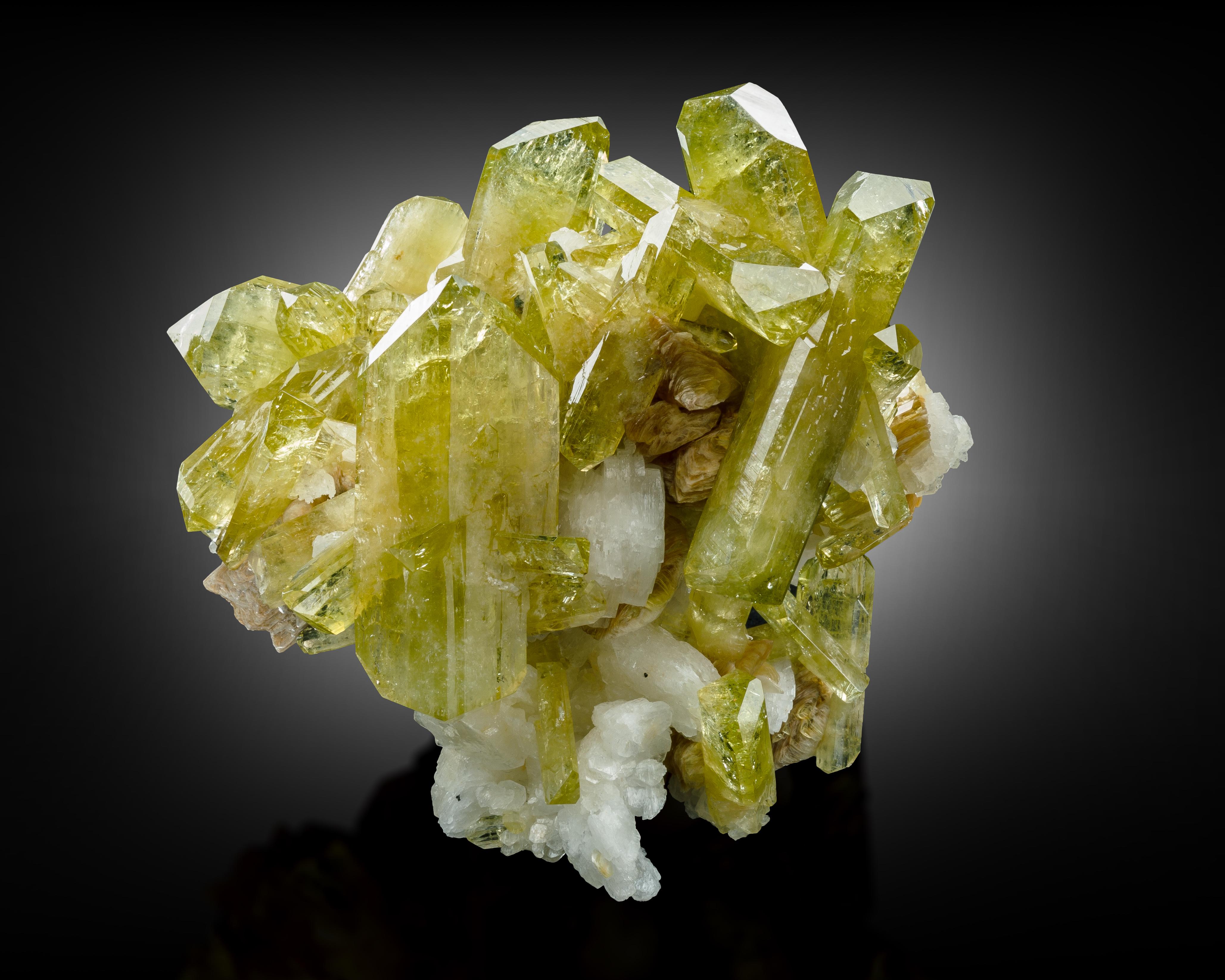 Brazilianite is a phosphate mineral loved for its brilliant color and gemlike crystals. Hues range from light-yellow to electric yellow-green, making it a favorite among specimen collectors and jewelry lovers alike. The average brazilianite specimen