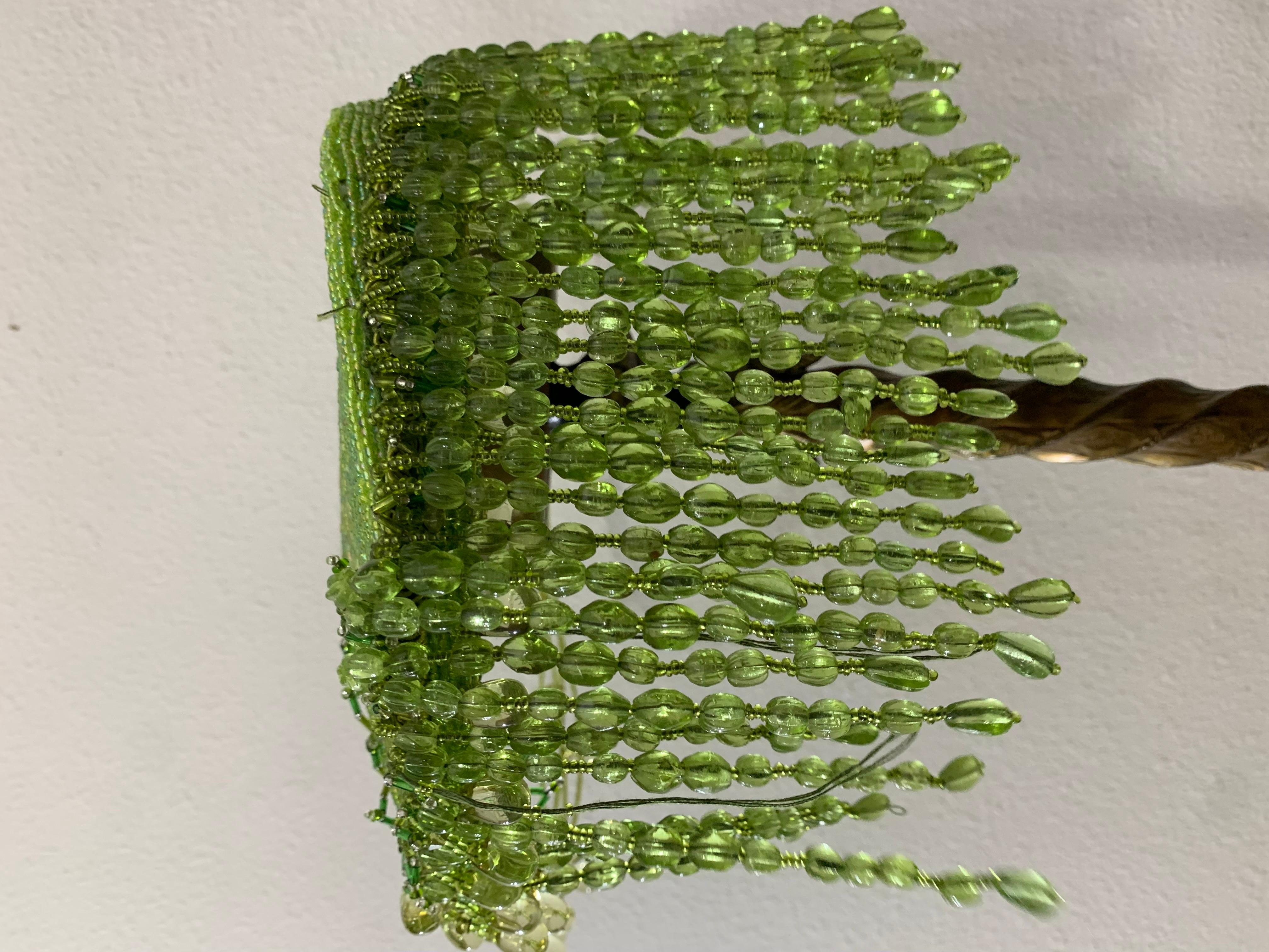 Chartreuse Bugle-Beaded Shoulder Bag w/ Exquisite Glass Beaded Fringe 6