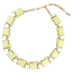Chartreuse Lemon/Lime Thermoset Lucite Link Necklace By Coro, 1950s