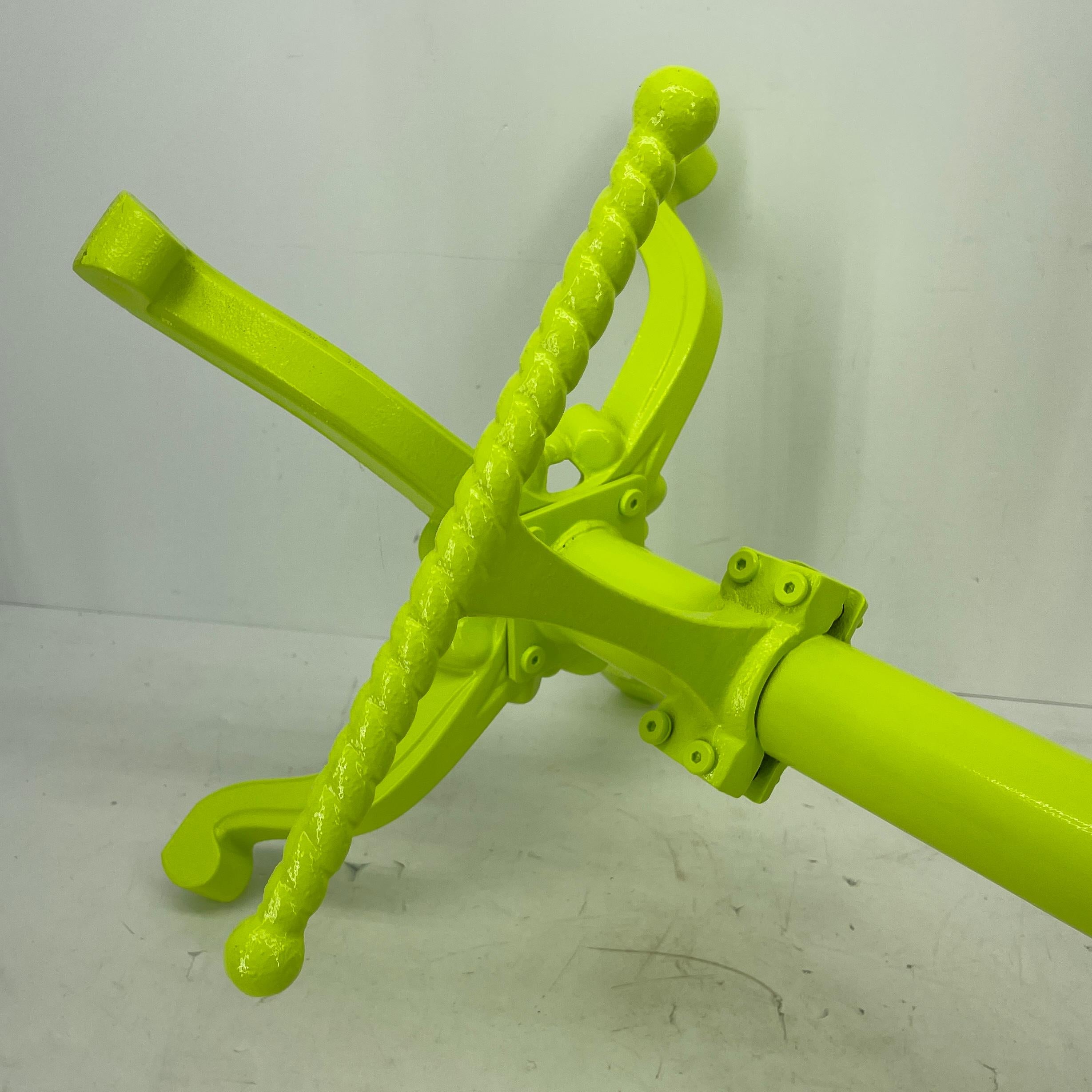 Vintage Industrial Metal Tractor Seat Stool, Powder Coated Chartreuse For Sale 9