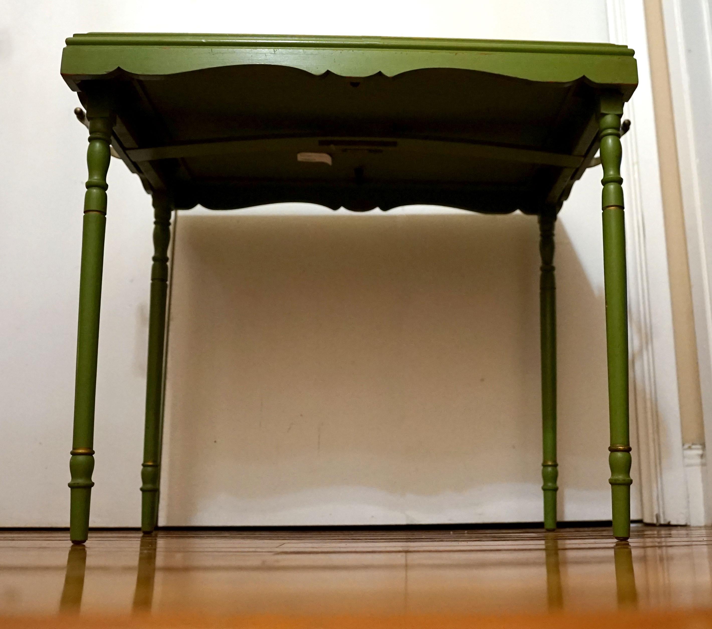 Other Chartreuse Painted Parcel and Gilt Folding Tray Table by Ferguson