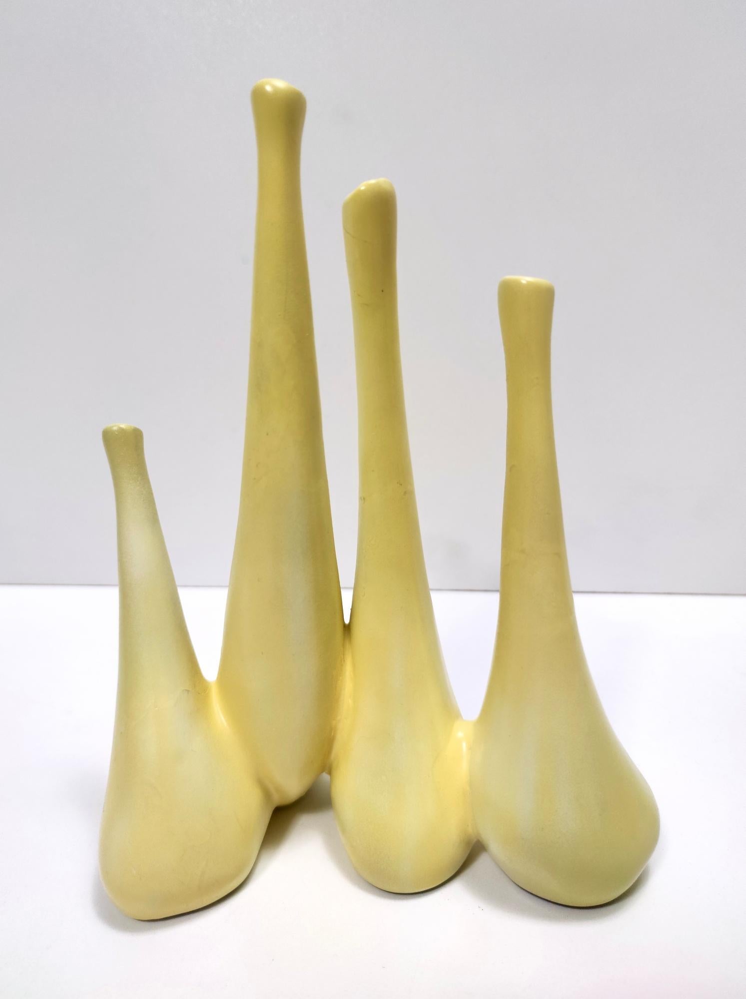 Mid-20th Century Yellow Polished Ceramic Vase 