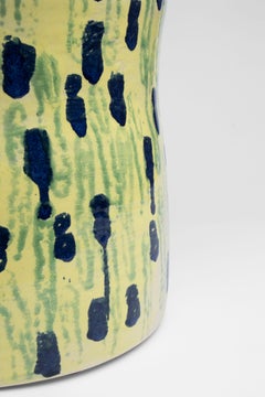 Chartreuse Unique Glazed Stoneware Stool by Pascale Girardin