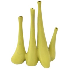 Chartreuse Yellow Ceramic Vase by Antonia Campi for Lavinia, Italy, 1950s