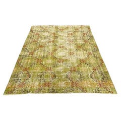 Vintage Chartreuse Zeki Müren Rug 5’7″ x 8’8″