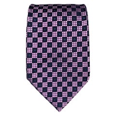 CHARVET Black & Purple Dot Print Silk Tie