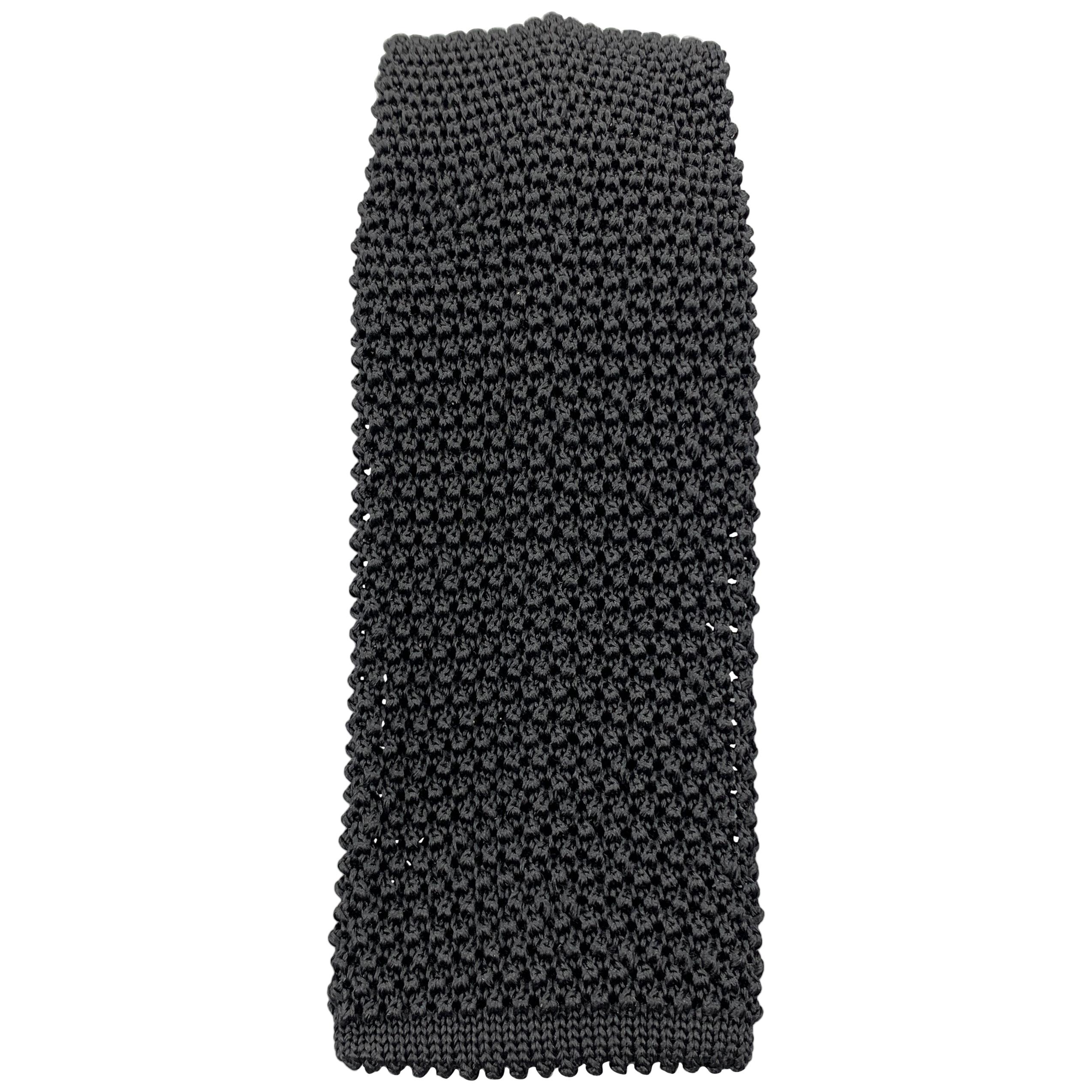 CHARVET Black Silk Textured Knit Tie