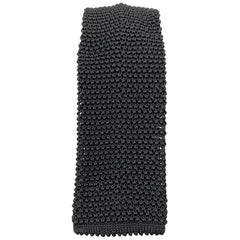 CHARVET Black Silk Textured Knit Tie