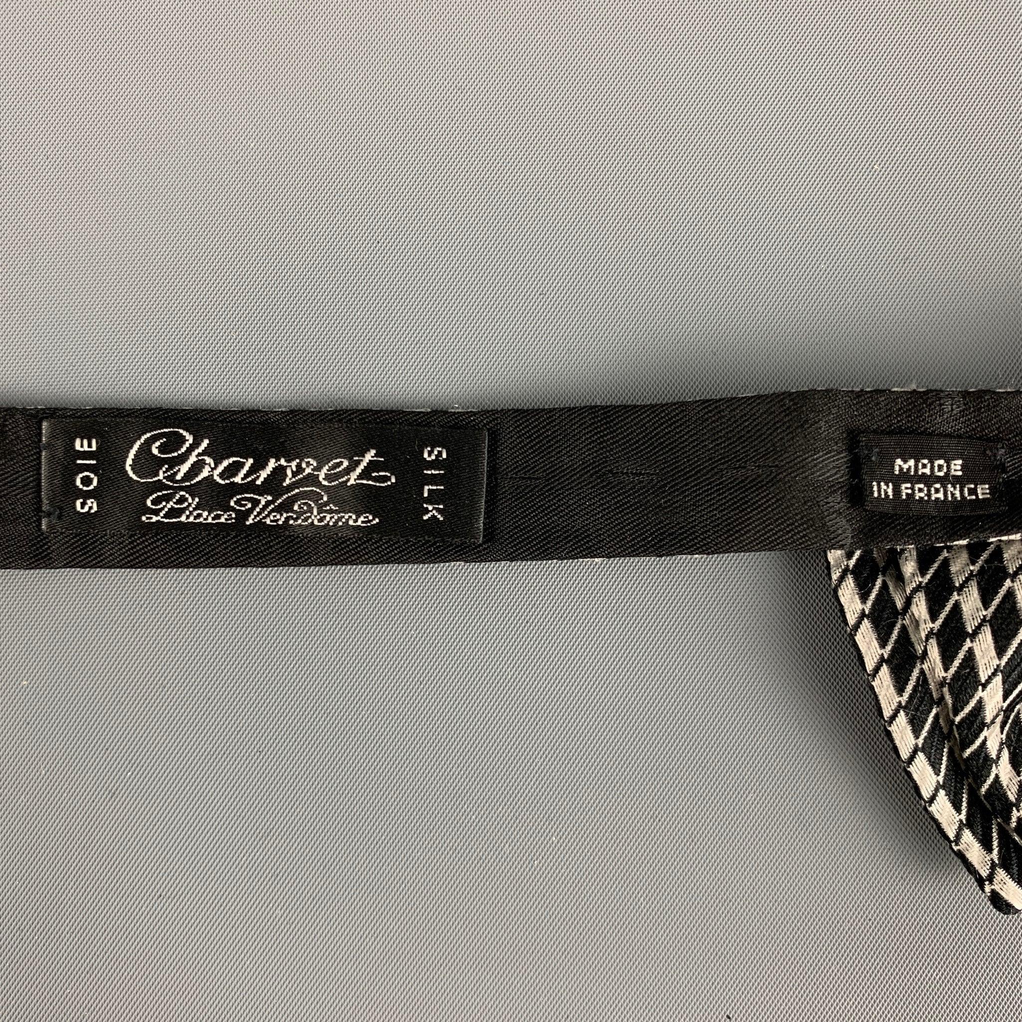 CHARVET Black White Stripe Silk Jacquard Bow Tie In Good Condition In San Francisco, CA