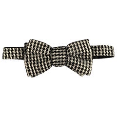 CHARVET Black White Stripe Silk Jacquard Bow Tie