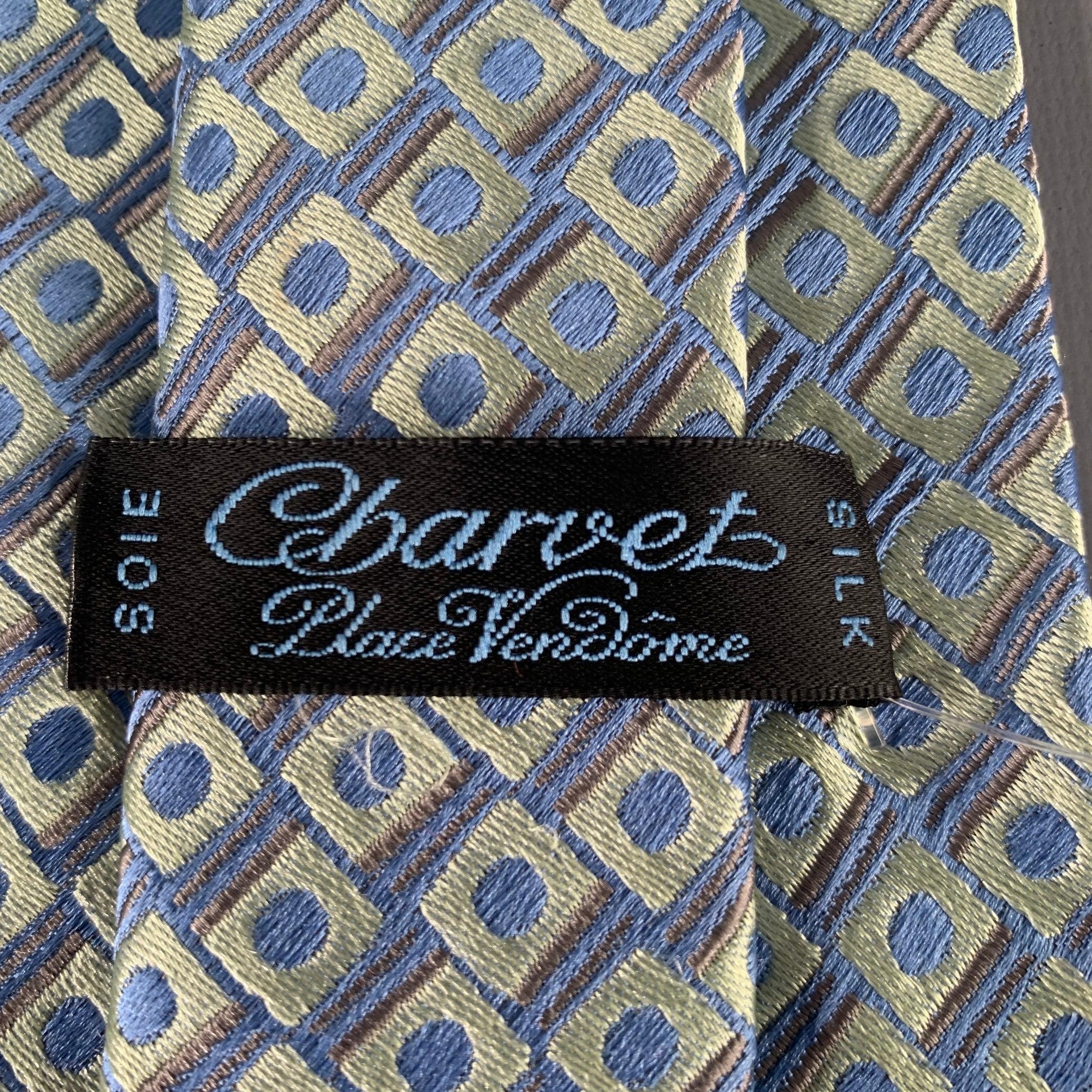 CHARVET Blau Grüne geometrische Seidenkrawatte (Grau) im Angebot