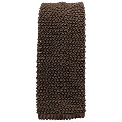 CHARVET Brown Silk Textured Knit Tie