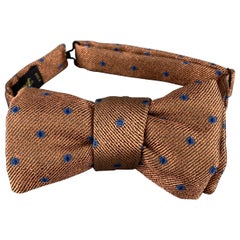 CHARVET Copper & Blue Dots Print Silk Bow Tie