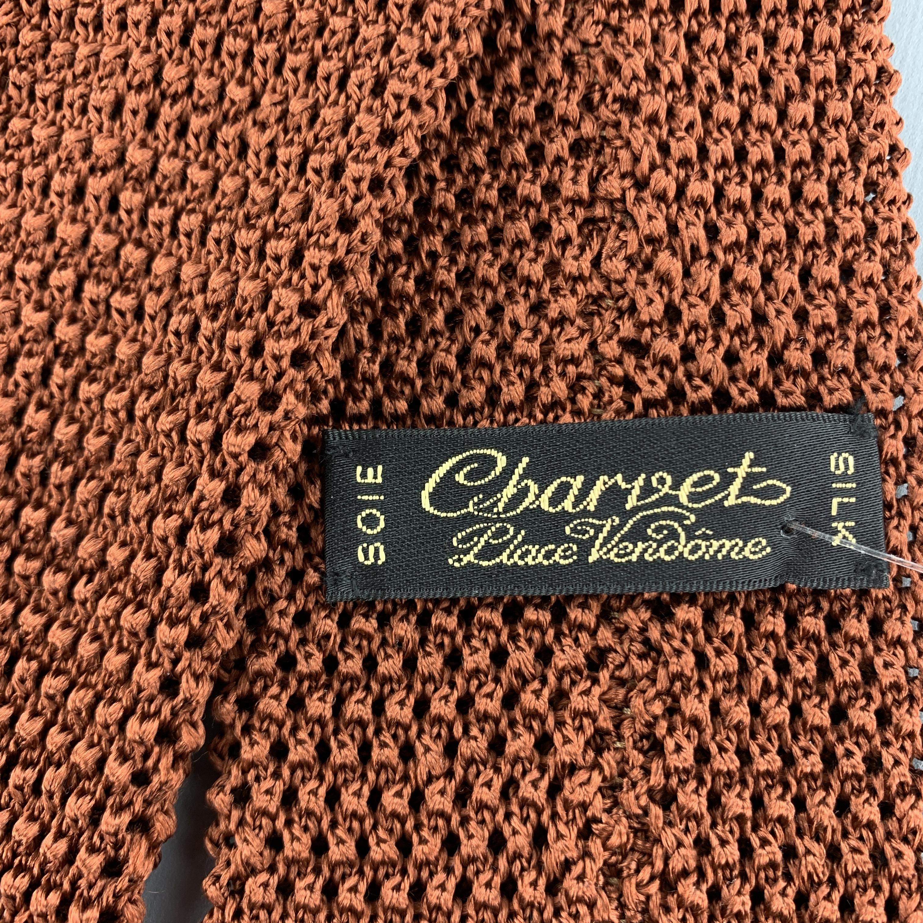 CHARVET Copper Brown Textured Knit Silk Tie In Excellent Condition In San Francisco, CA