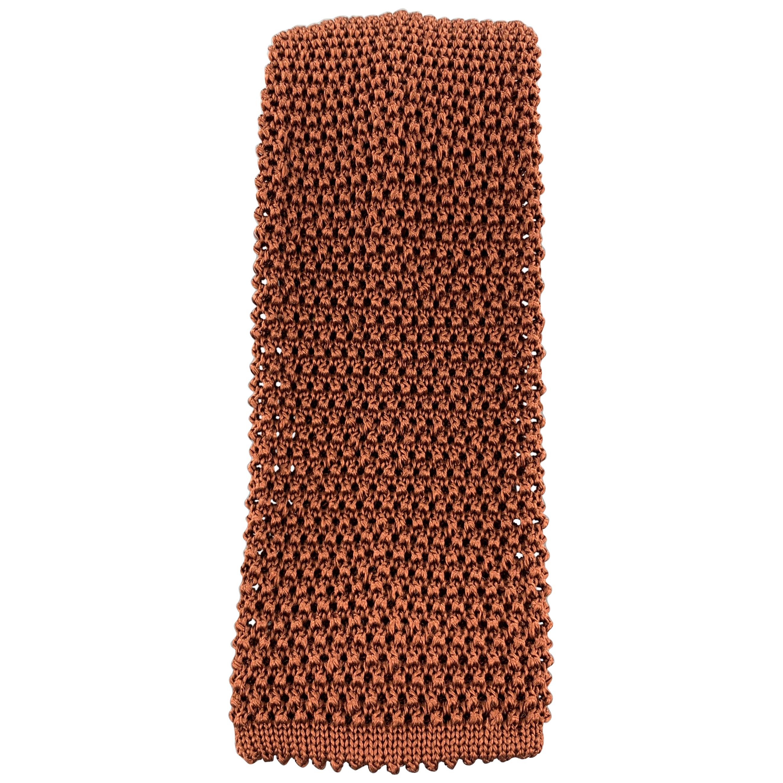 CHARVET Copper Brown Textured Knit Silk Tie