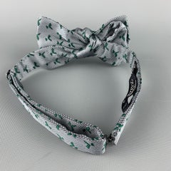 CHARVET Gray & Green Print Silk Bow Tie