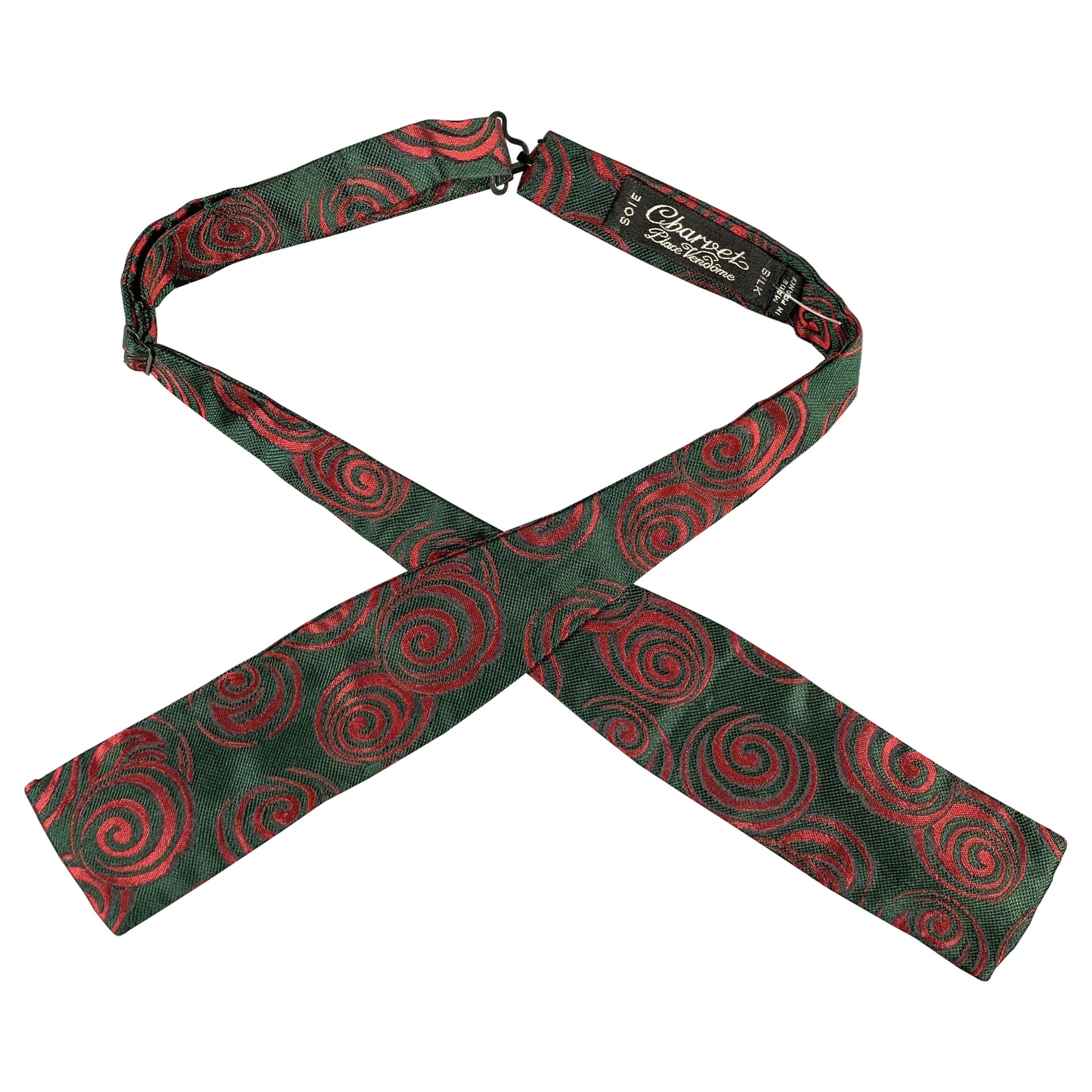 CHARVET Green Red Circles Silk Bow Tie