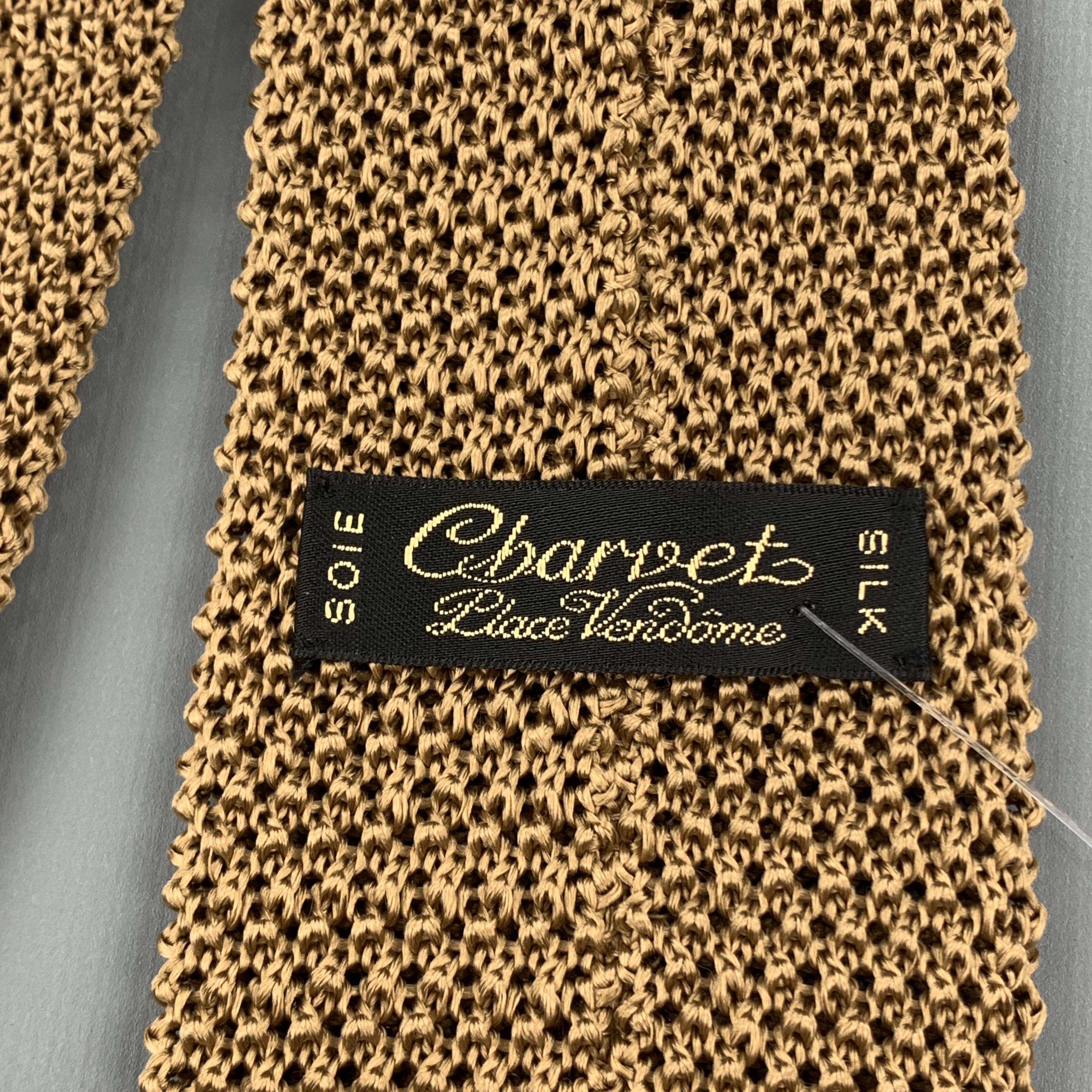 CHARVET Khaki Beige Silk Textured Knit Tie In Excellent Condition In San Francisco, CA