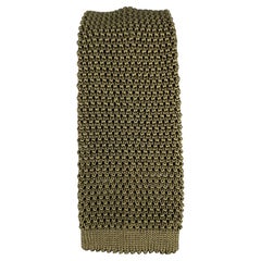 CHARVET Knitted Textured Olive Silk Tie