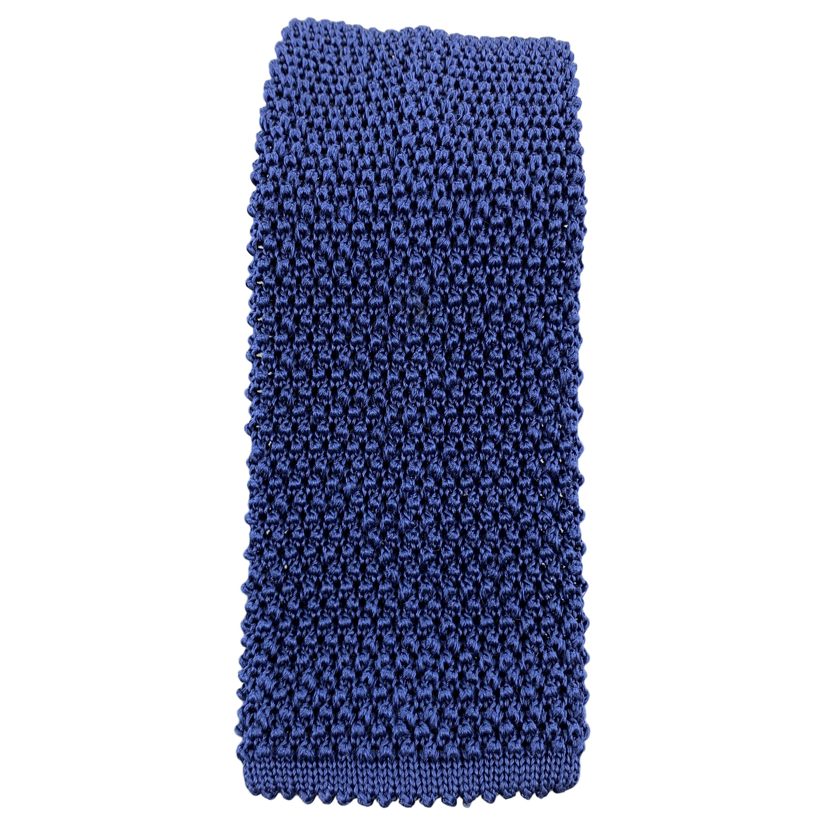 CHARVET Navy Blue Silk Textured Knit Tie