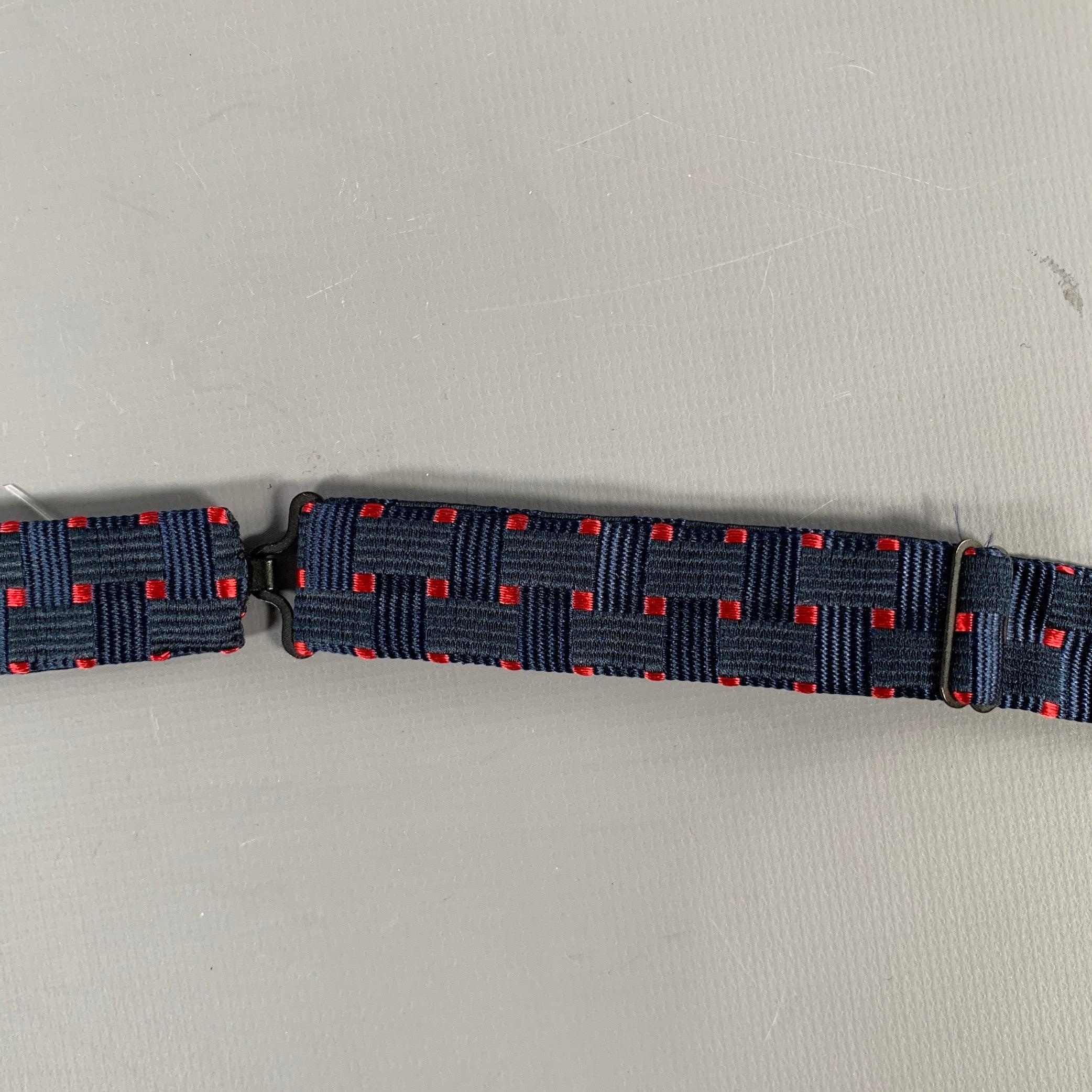 Black CHARVET Navy Red Woven Silk Bow Tie