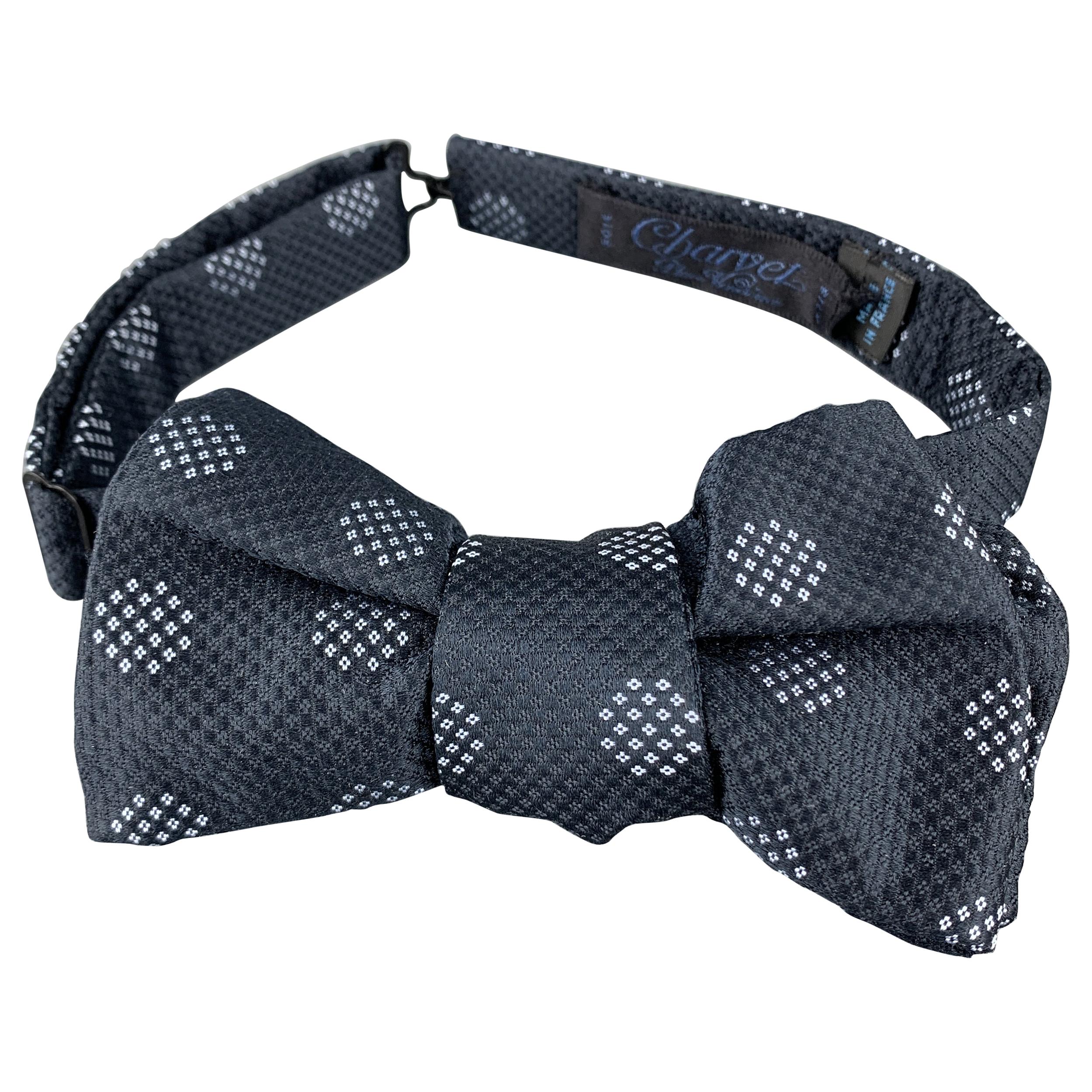 CHARVET Navy Spots Print Silk Bow Tie