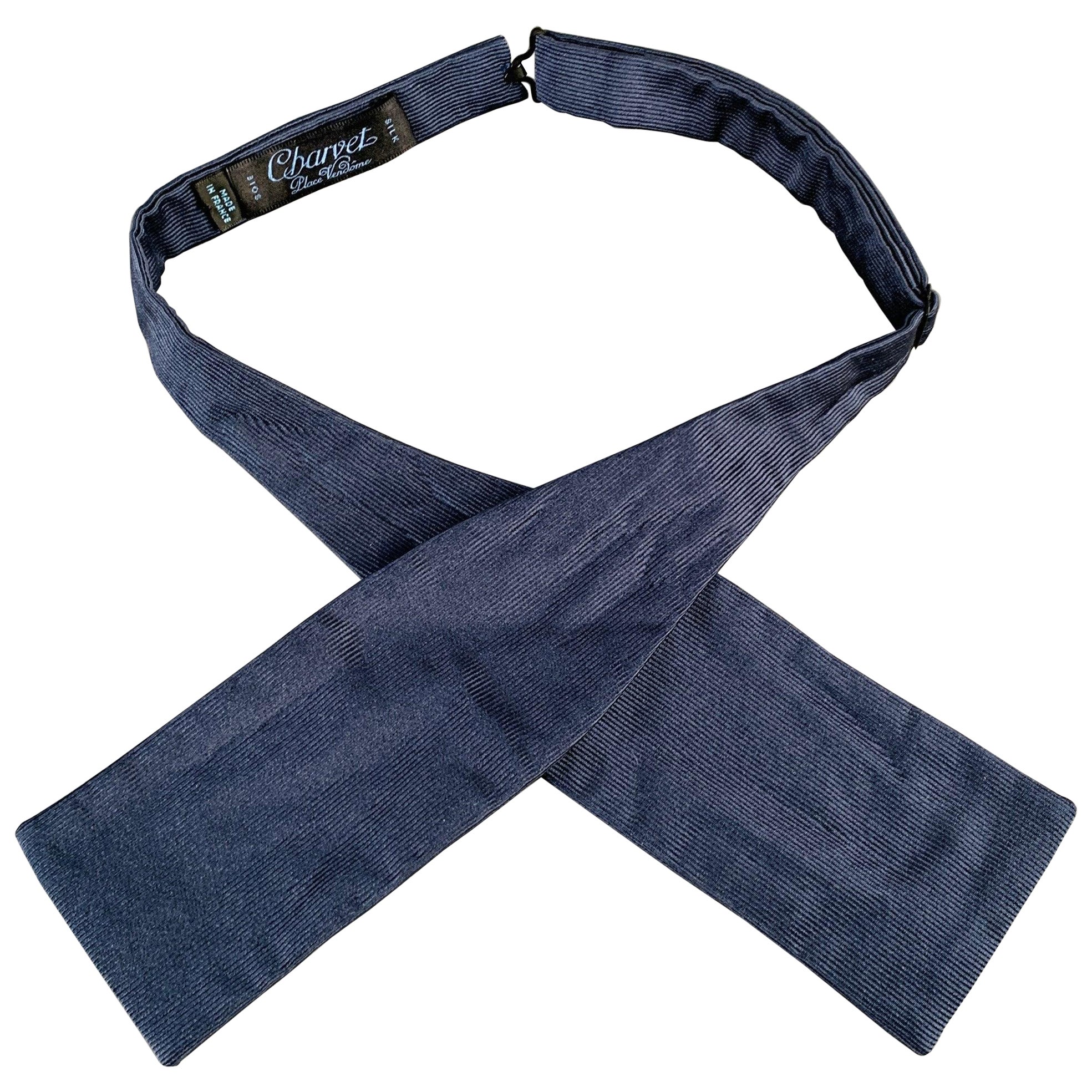 CHARVET Navy Textured Silk Bow Tie