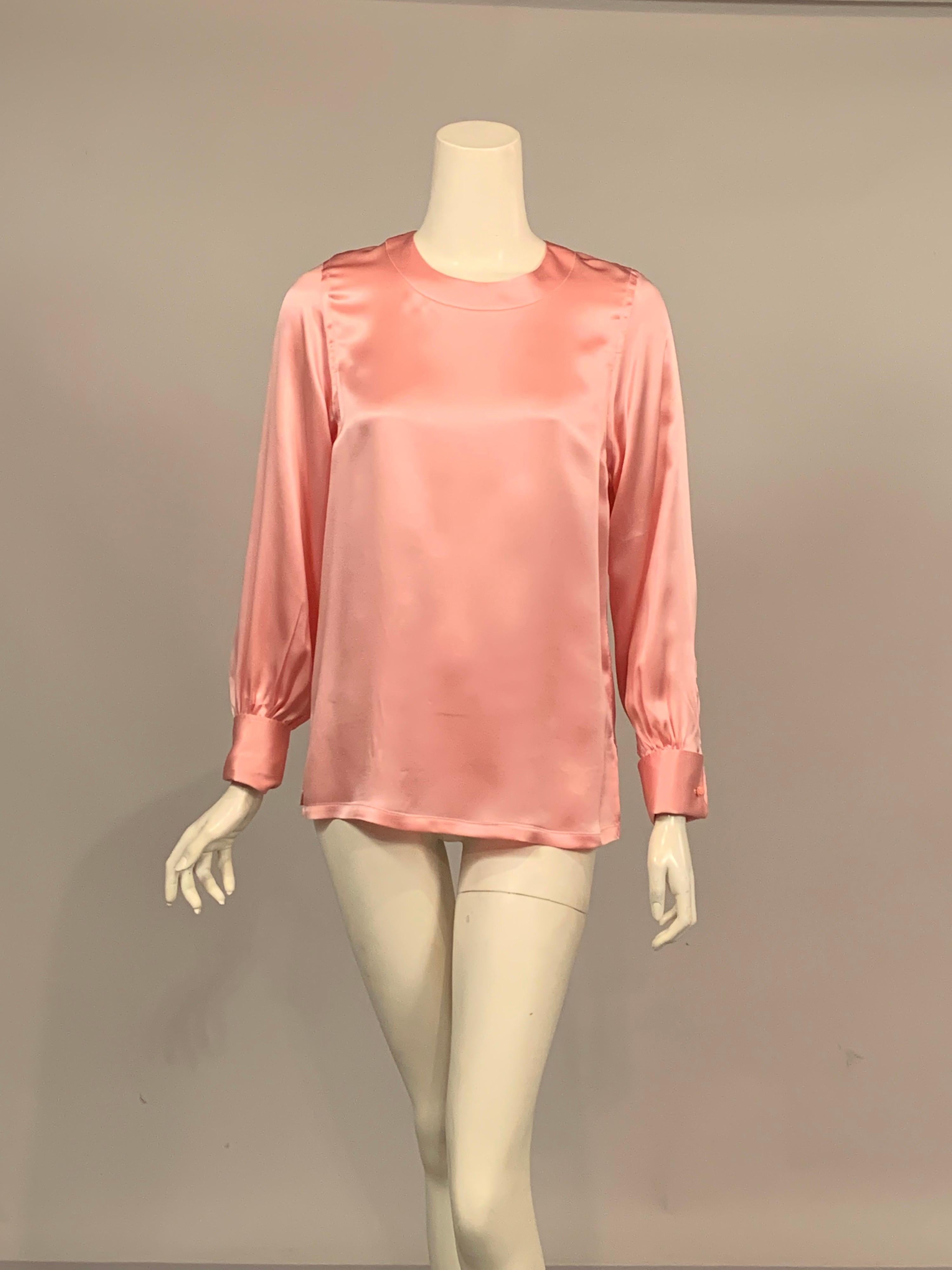 satin pink blouse