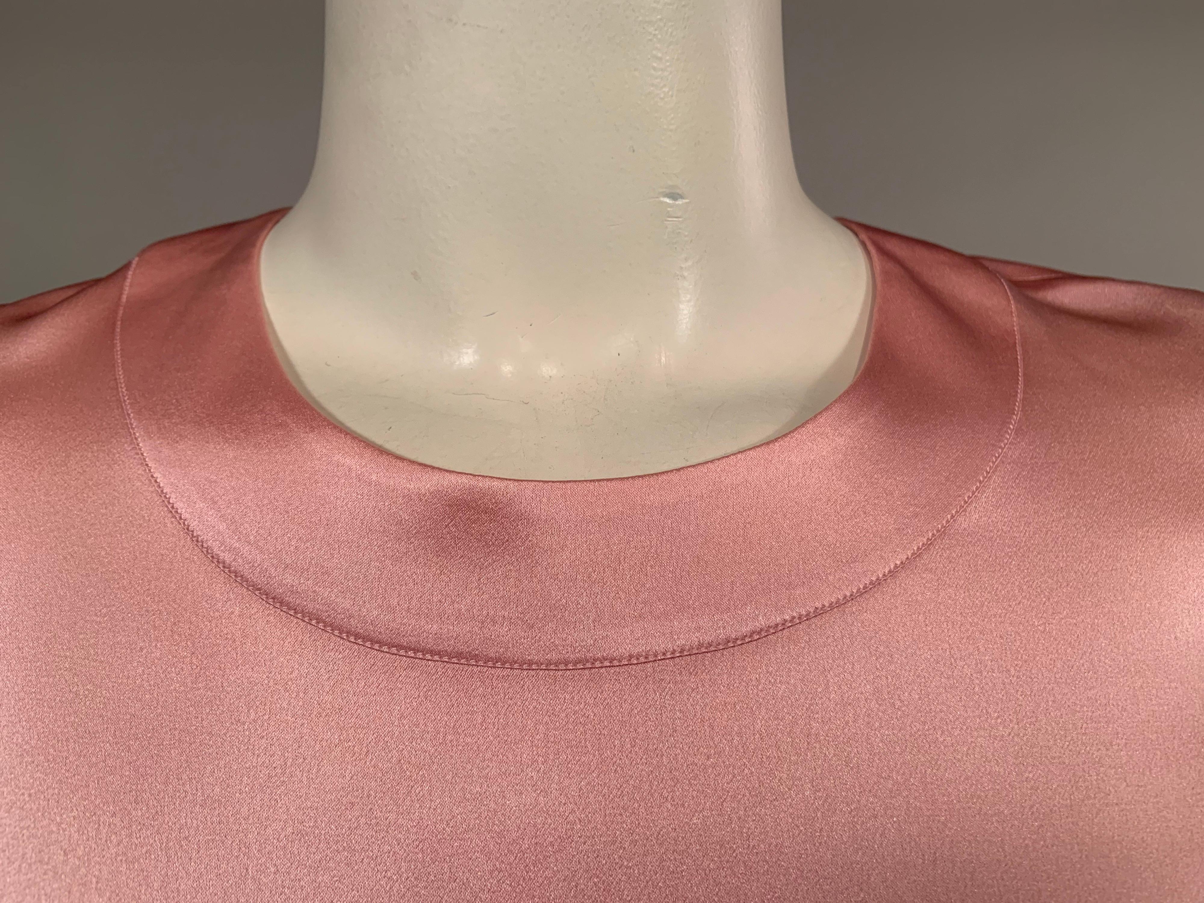 Charvet Paris Pink Silk Satin Blouse In Excellent Condition In New Hope, PA
