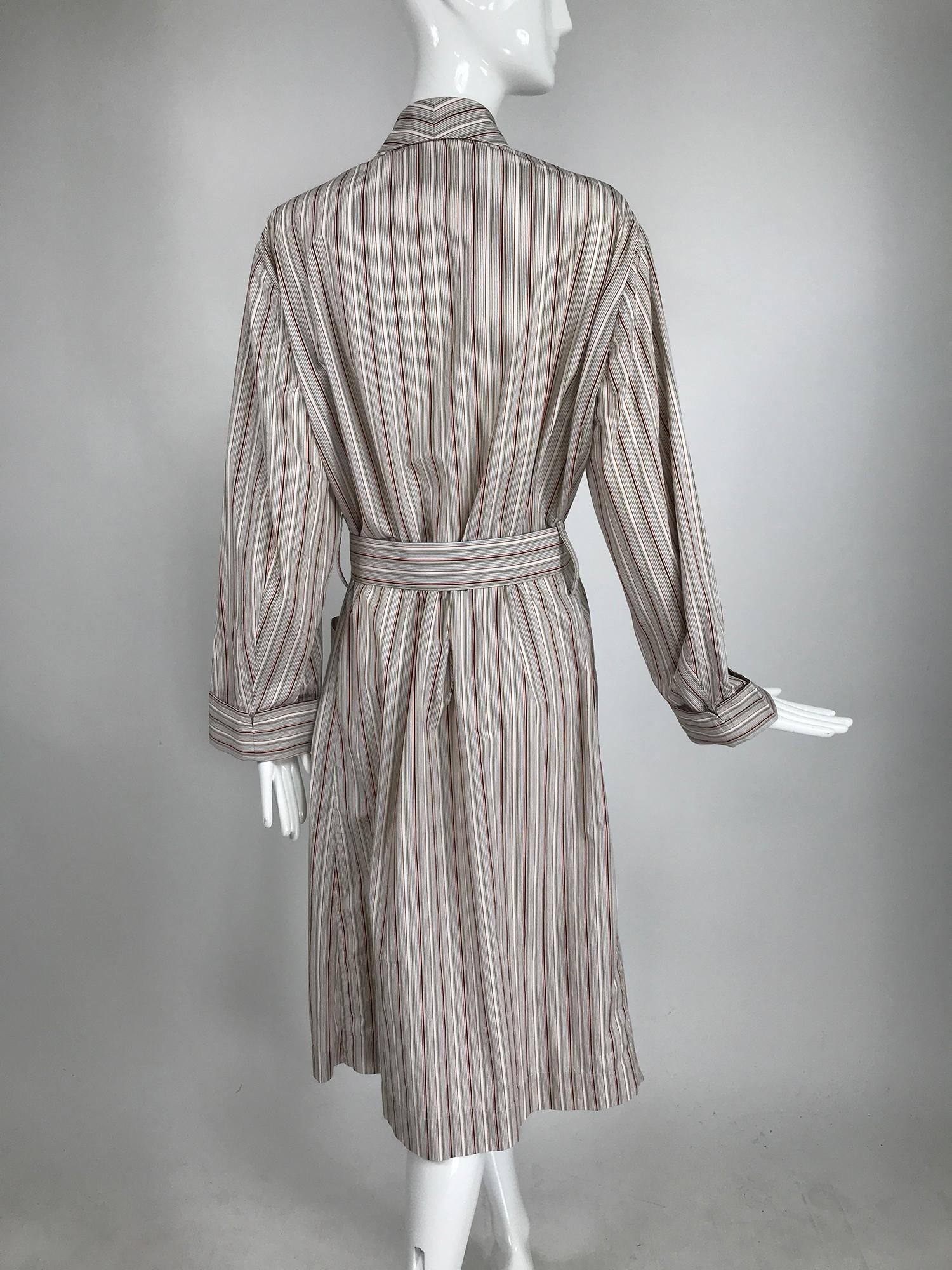 Gray Charvet Paris Striped Cotton Robe