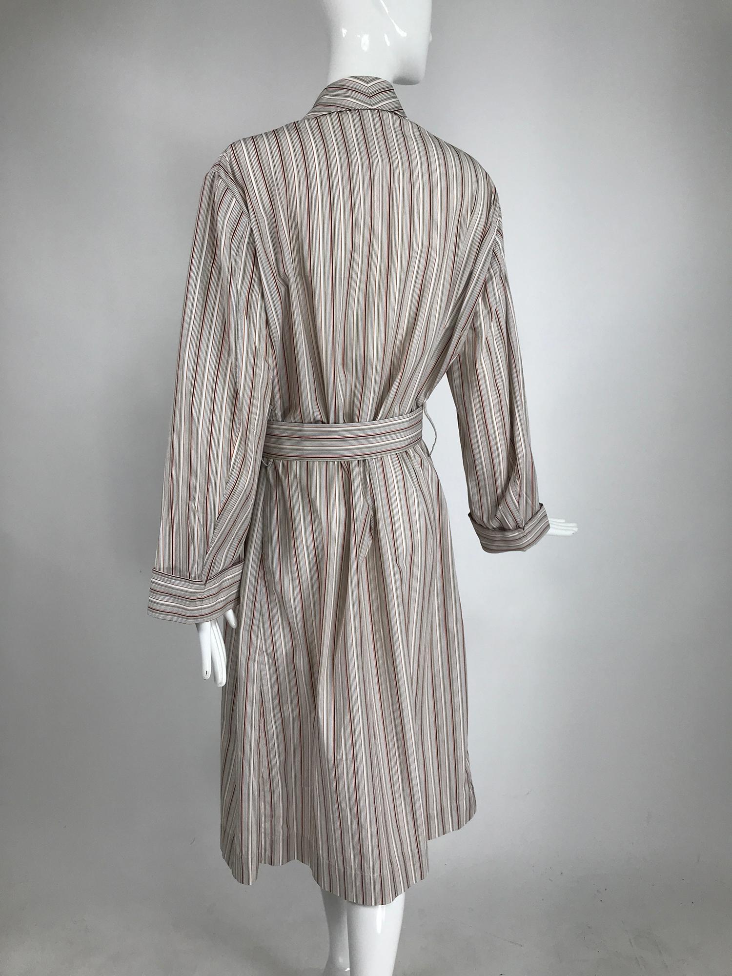 Charvet Paris Striped Cotton Robe In Excellent Condition In West Palm Beach, FL