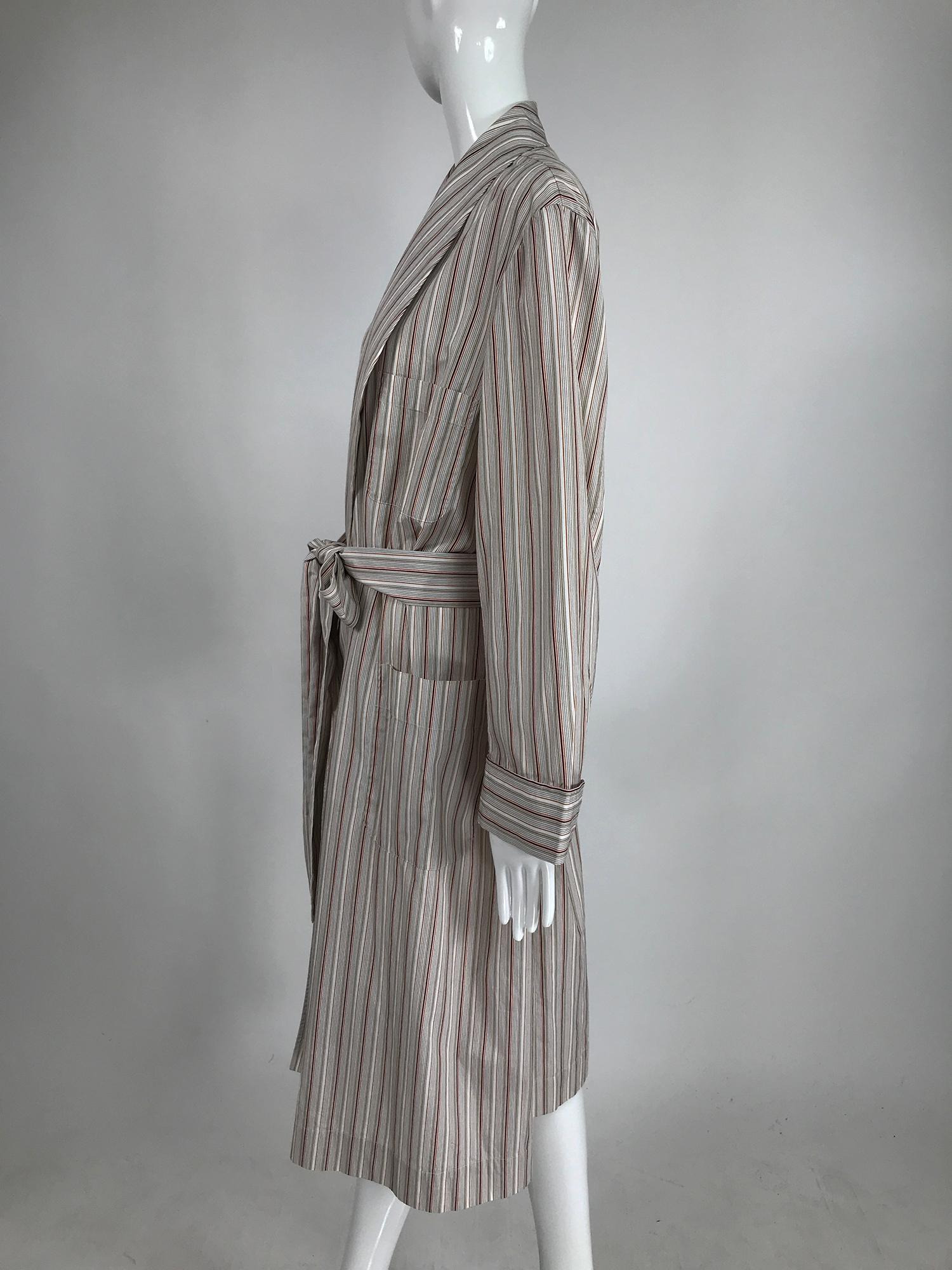 Women's or Men's Charvet Paris Striped Cotton Robe