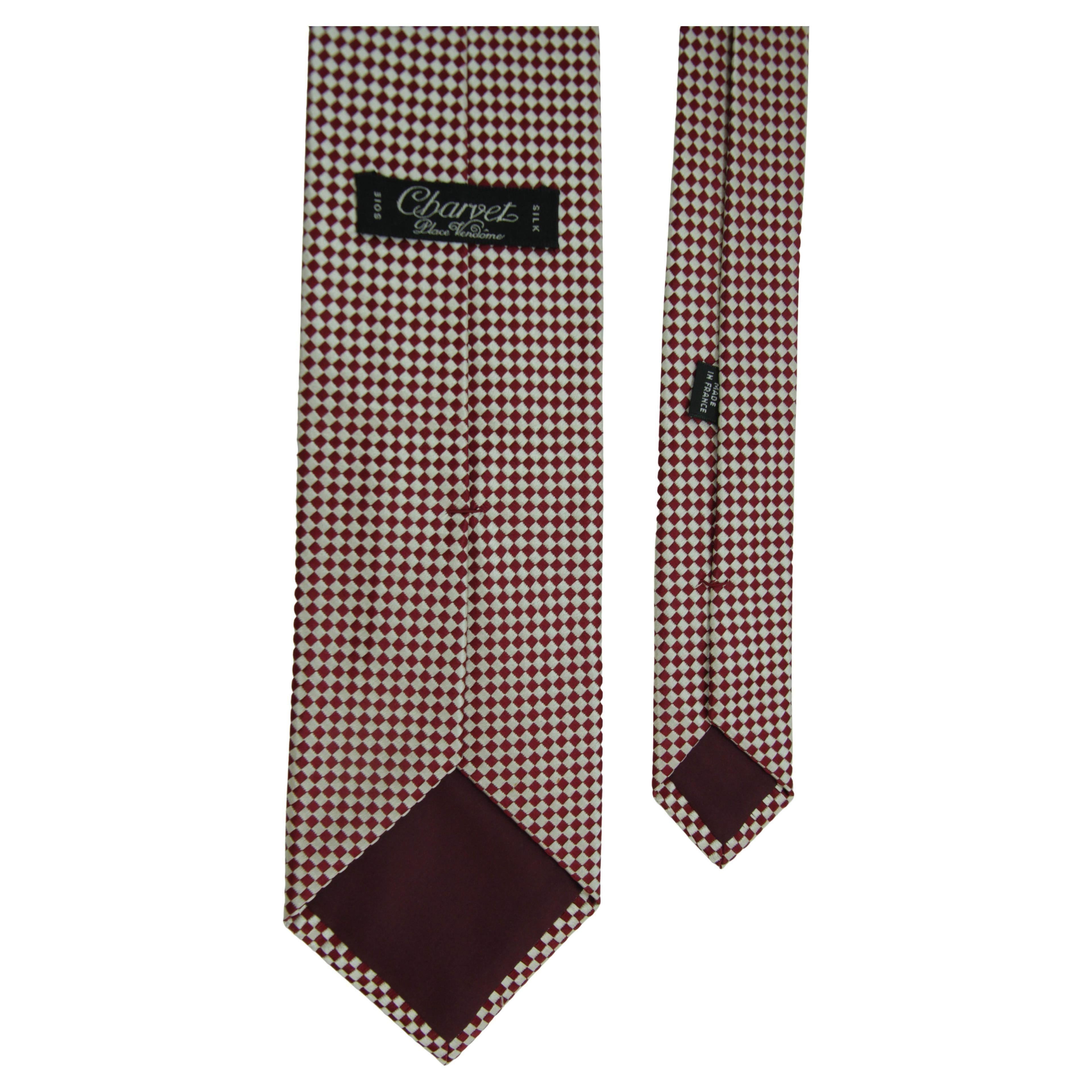 Brown CHARVET Place Vendome Paris Red Silk Neck Tie France For Sale